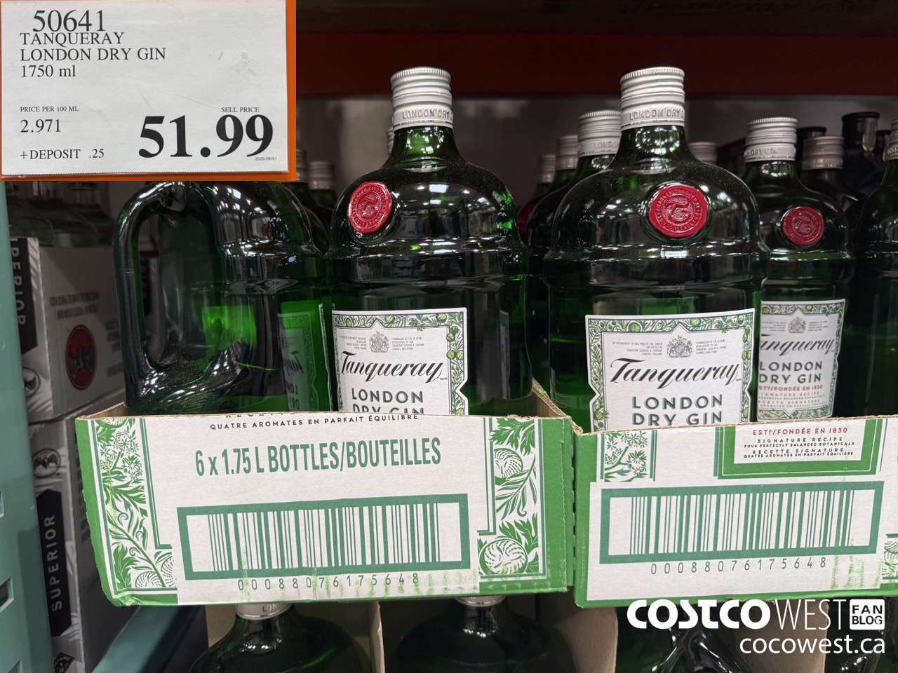 50641 TANQUERAY LONDON DRY GIN 1750ML $51.99