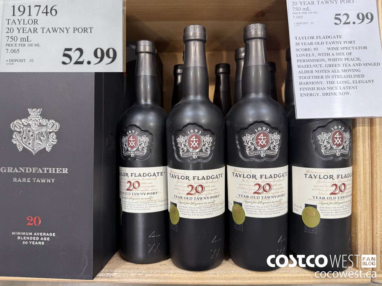 191746 TAYLOR 20 YEAR TAWNY PORT 750 ML $52.99
