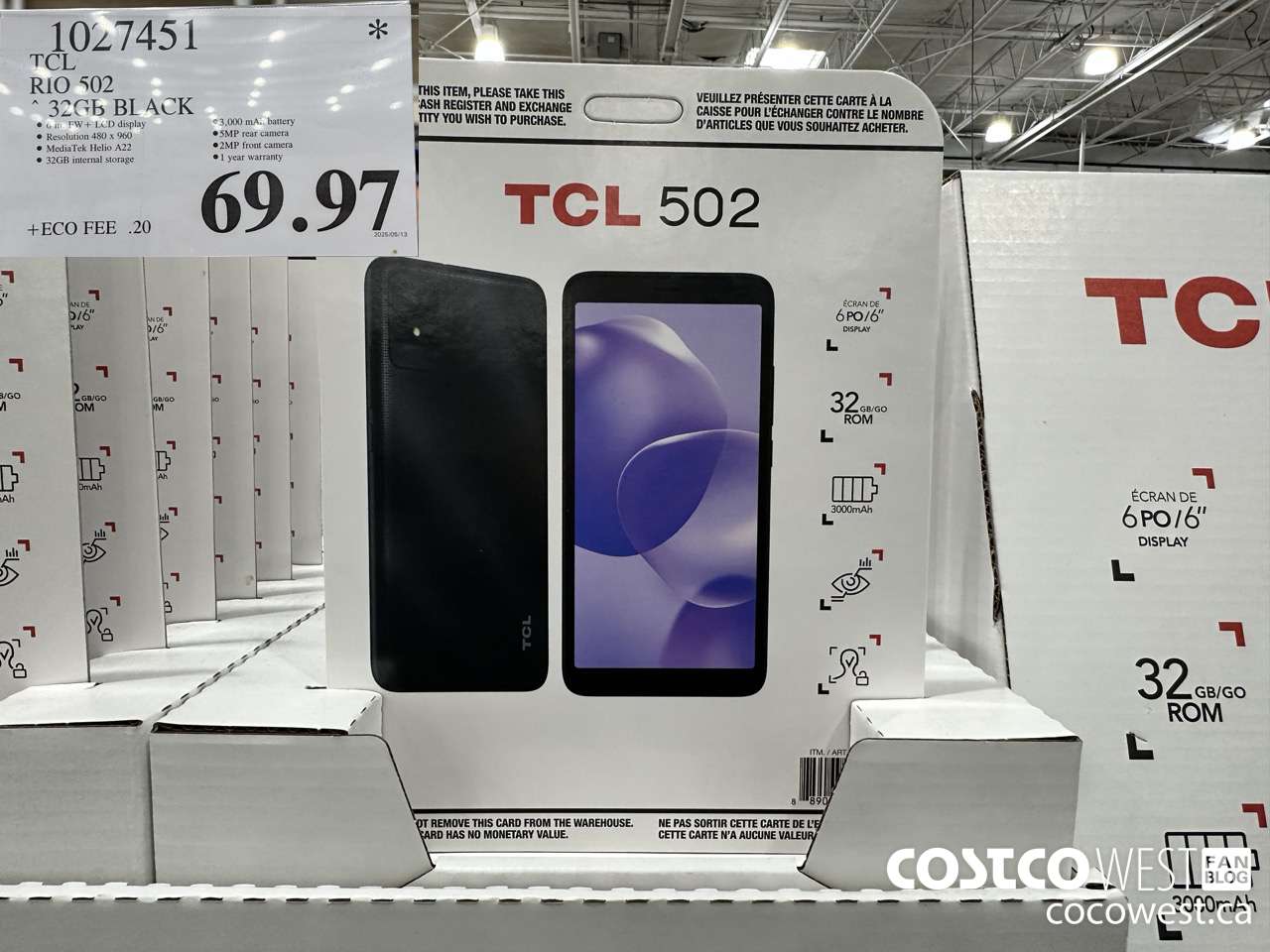1027451 TCL RIO 502 32GB BLACK $69.97