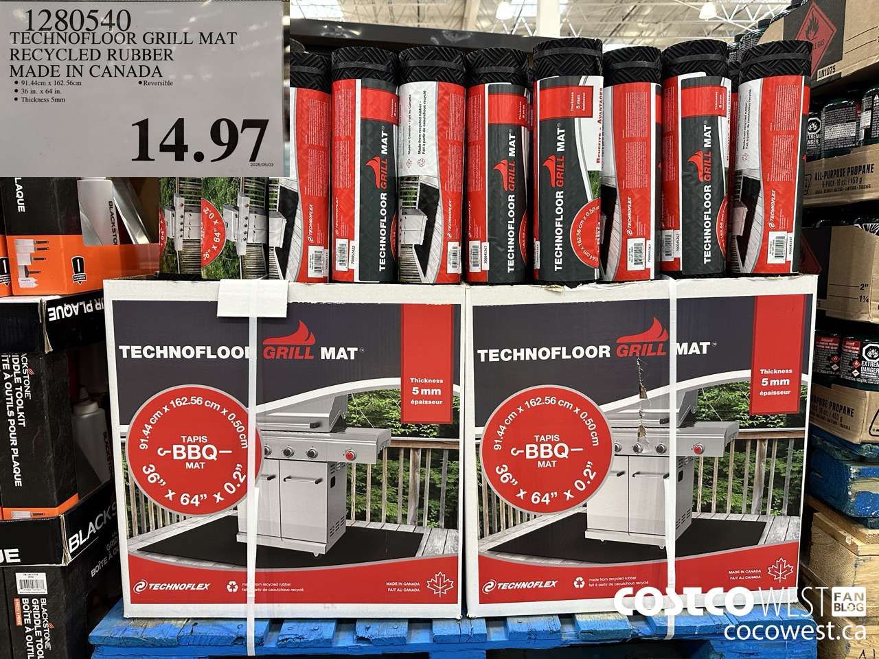 1280540 TECHNOFLOOR GRILL MAT RECYCLED RUBBER MADE IN CANADA $14.97