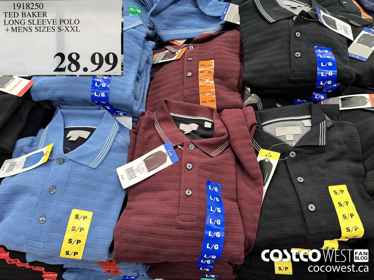 1918250 TED BAKER LONG SLEEVE POLO MENS SIZES S-XXL $28.99