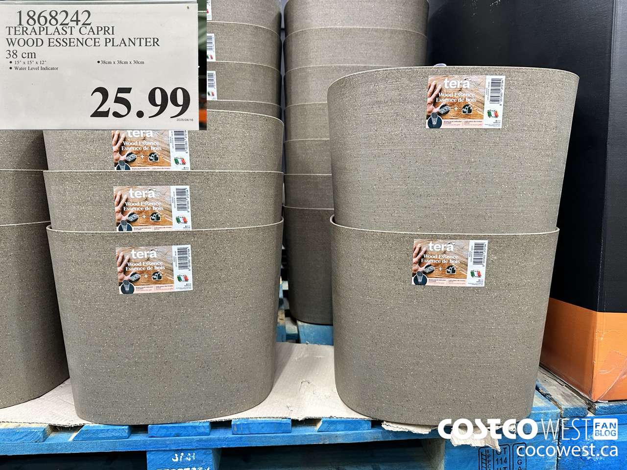 1868242 TERRAPLAST CAPRI WOOD ESSENCE PLANTER 38CM $25.99