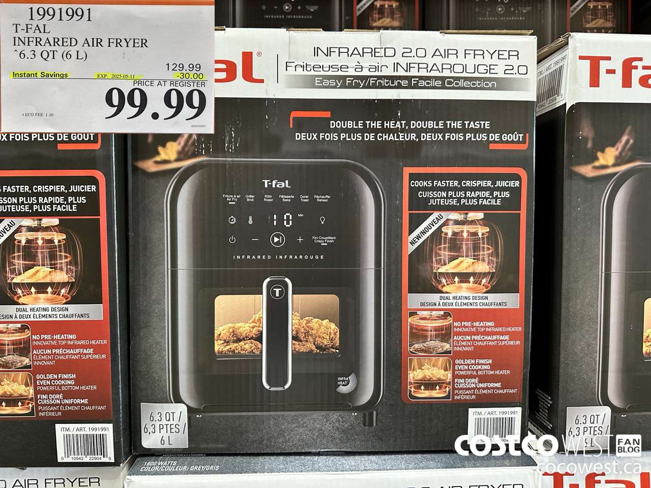 1991991 T-FAL INFRARED AIR FRYER 6.3QT (6L) ($30.00 INSTANT SAVINGS EXPIRES ON 2025-05-11) $99.99