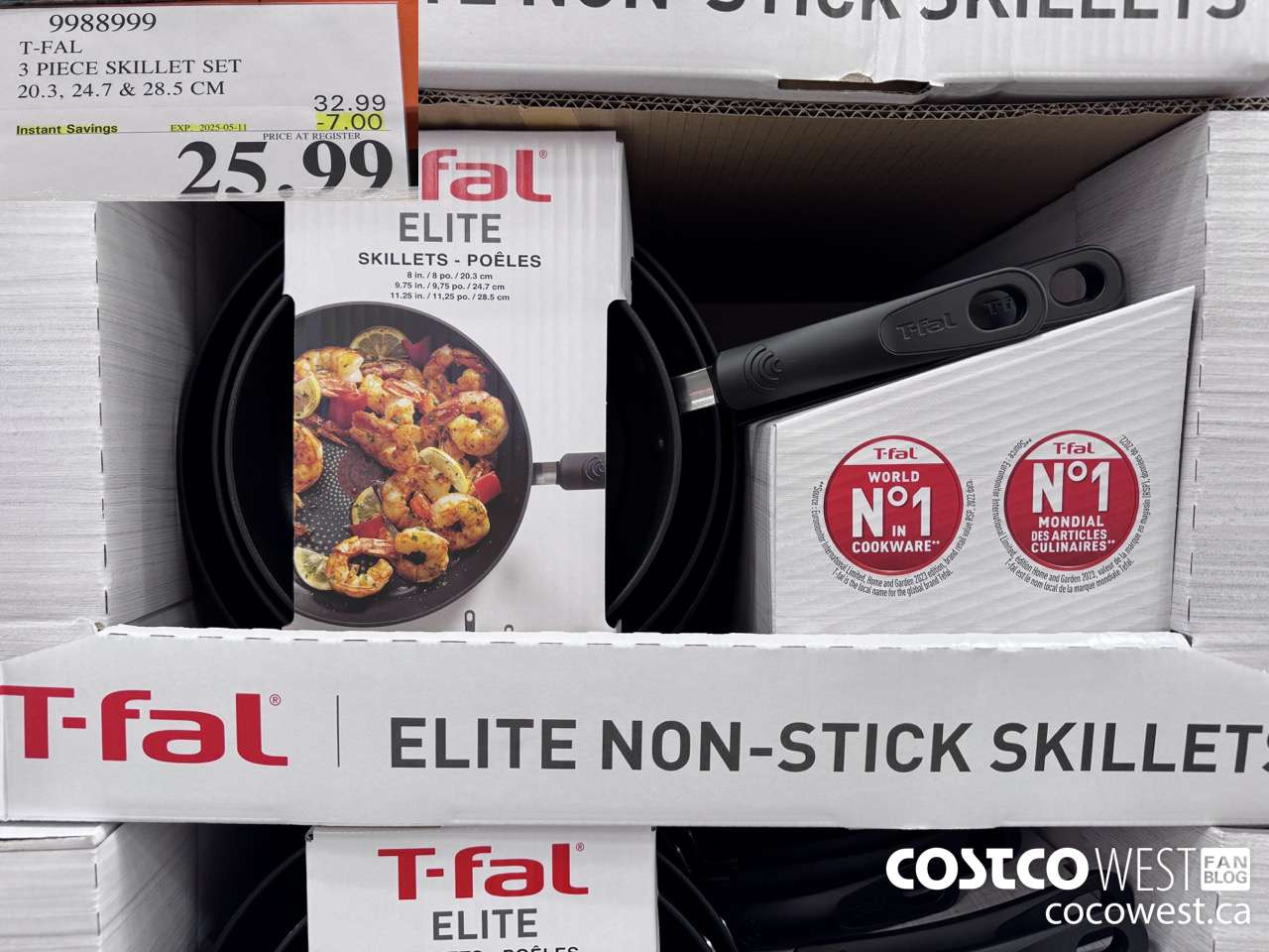 9988999 T-FAL NON-STICK SKILLET SET 3 PIECES ($7.00 INSTANT SAVINGS EXPIRES ON 2025-05-11) $25.99