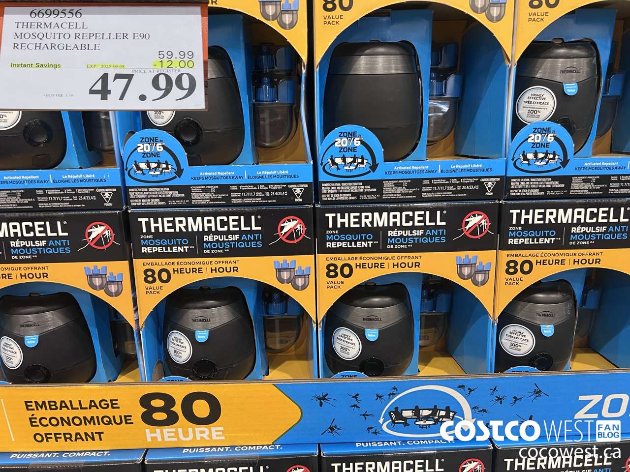 6699556 THERMACELL MOSQUITO REPELLER E90 RECHARGEABLE ($12.00 INSTANT SAVINGS EXPIRES ON 2025-06-08) $47.99