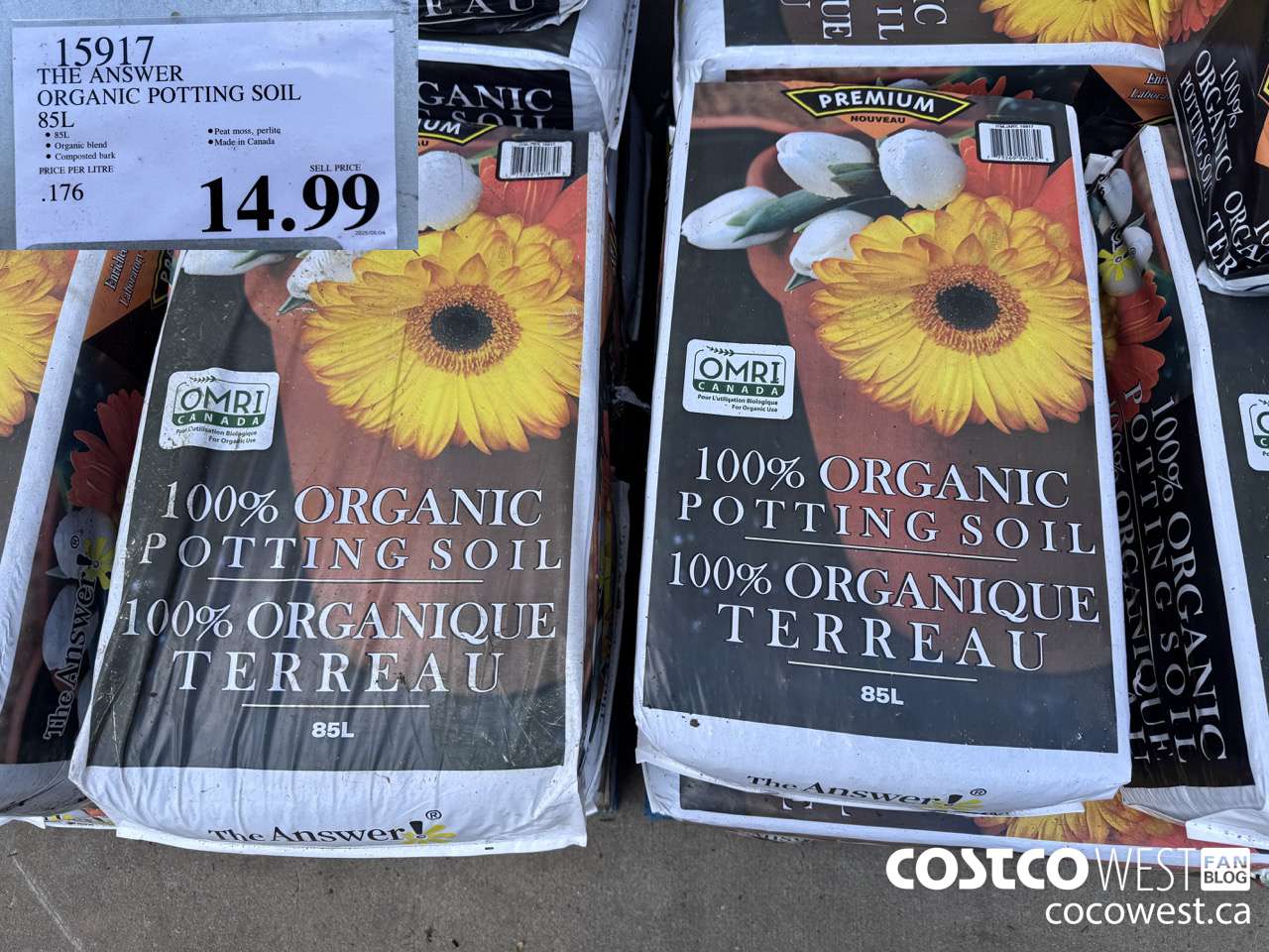 15917 THE ANSWER ORGANIC POTTING SOIL 85 L $14.99