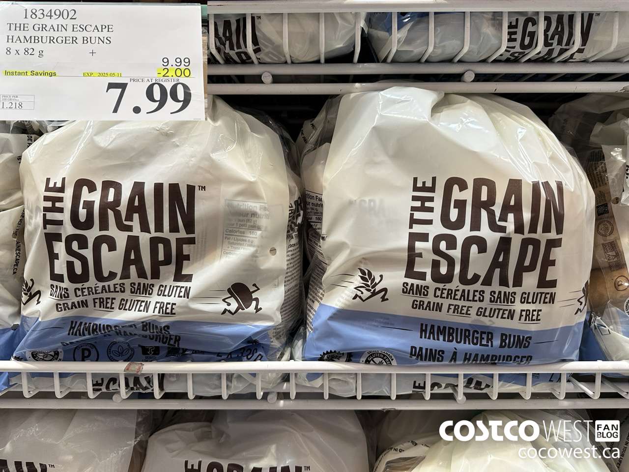 1834902 THE GRAIN ESCAPE HAMBURGER BUNS 8 X 82 G ($2.00 INSTANT SAVINGS EXPIRES ON 2025-05-11) $7.99
