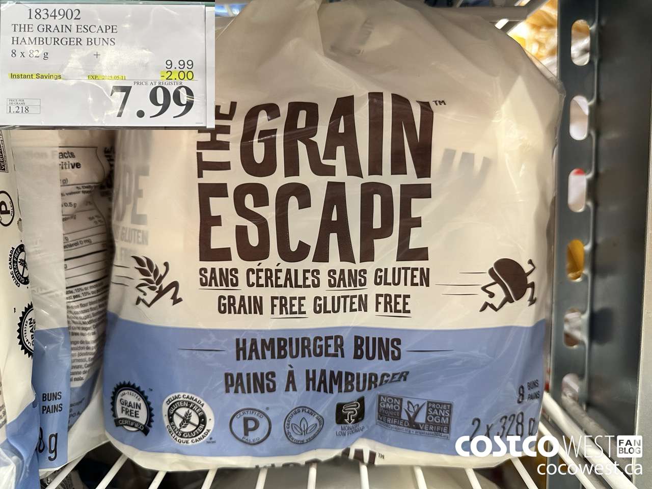 1834902 THE GRAIN ESCAPE HAMBURGER BUNS 8 X 82 G ($2.00 INSTANT SAVINGS EXPIRES ON 2025-05-11) $7.99