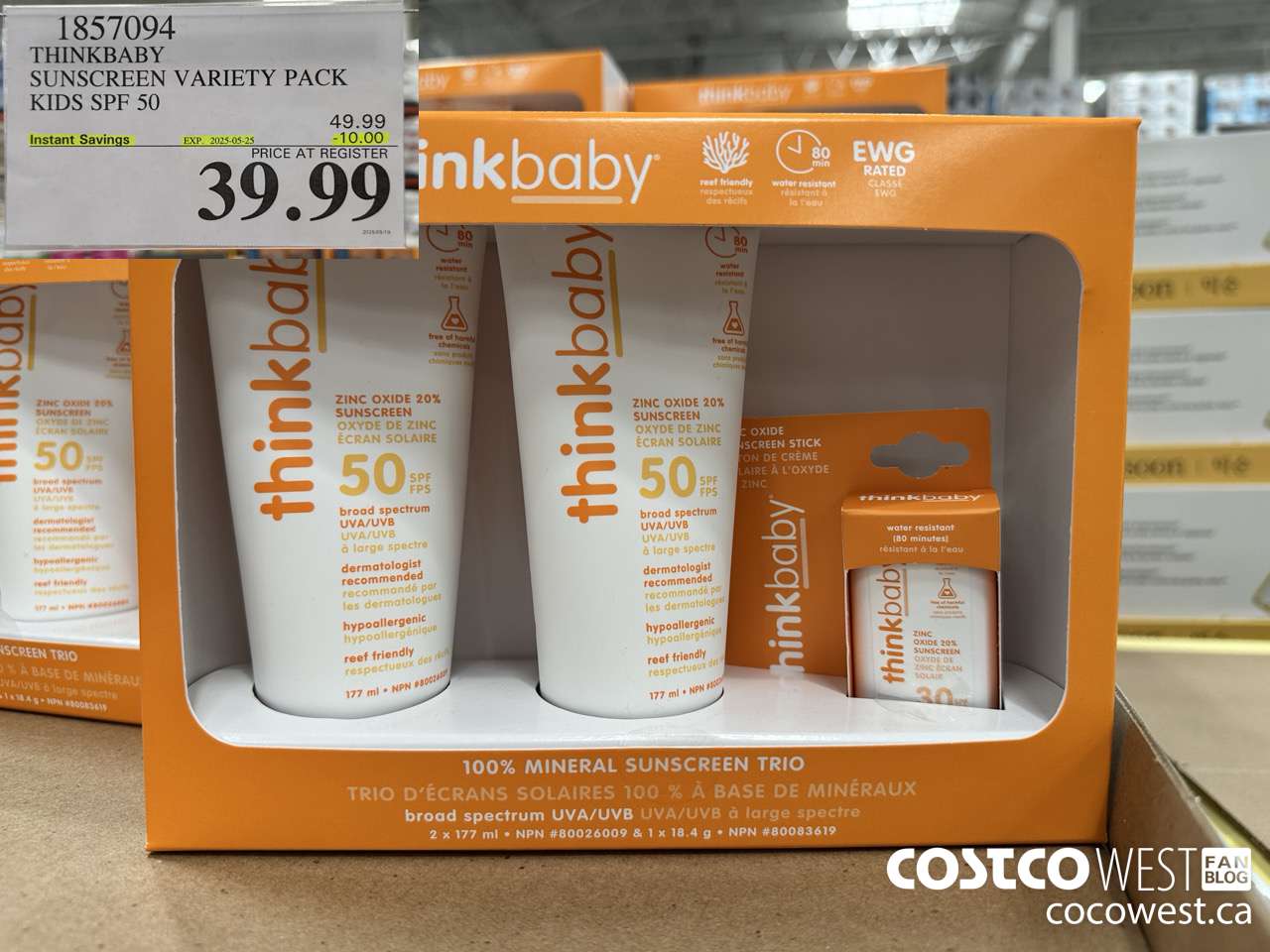 1857094 THINKBABY SUNSCREEN VARIETY PACK KIDS SPF 50 ($10.00 INSTANT SAVINGS EXPIRES ON 2025-05-25) $39.99