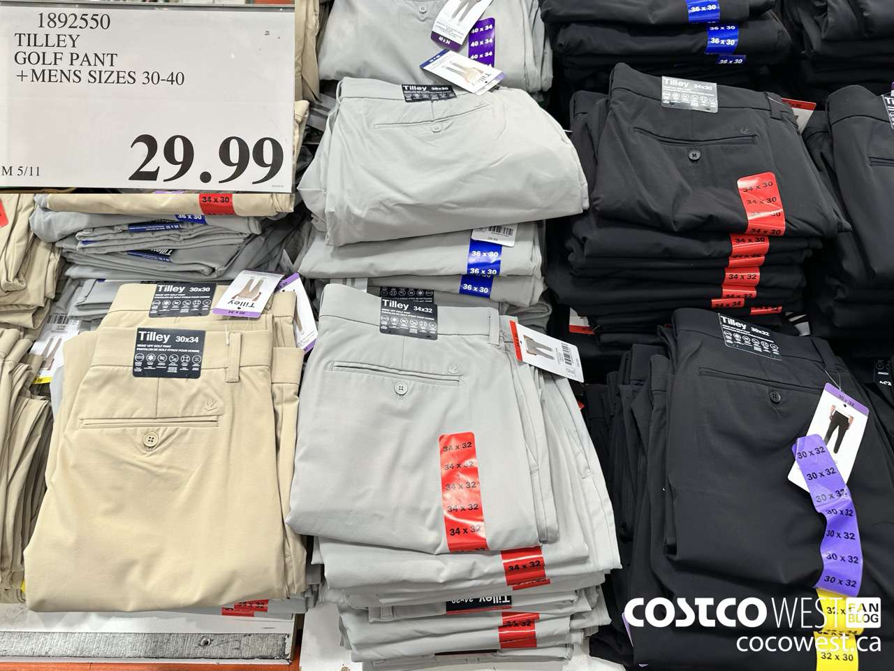 1892550 TILLEY GOLF PANT MENS SIZES 30-40 $29.99