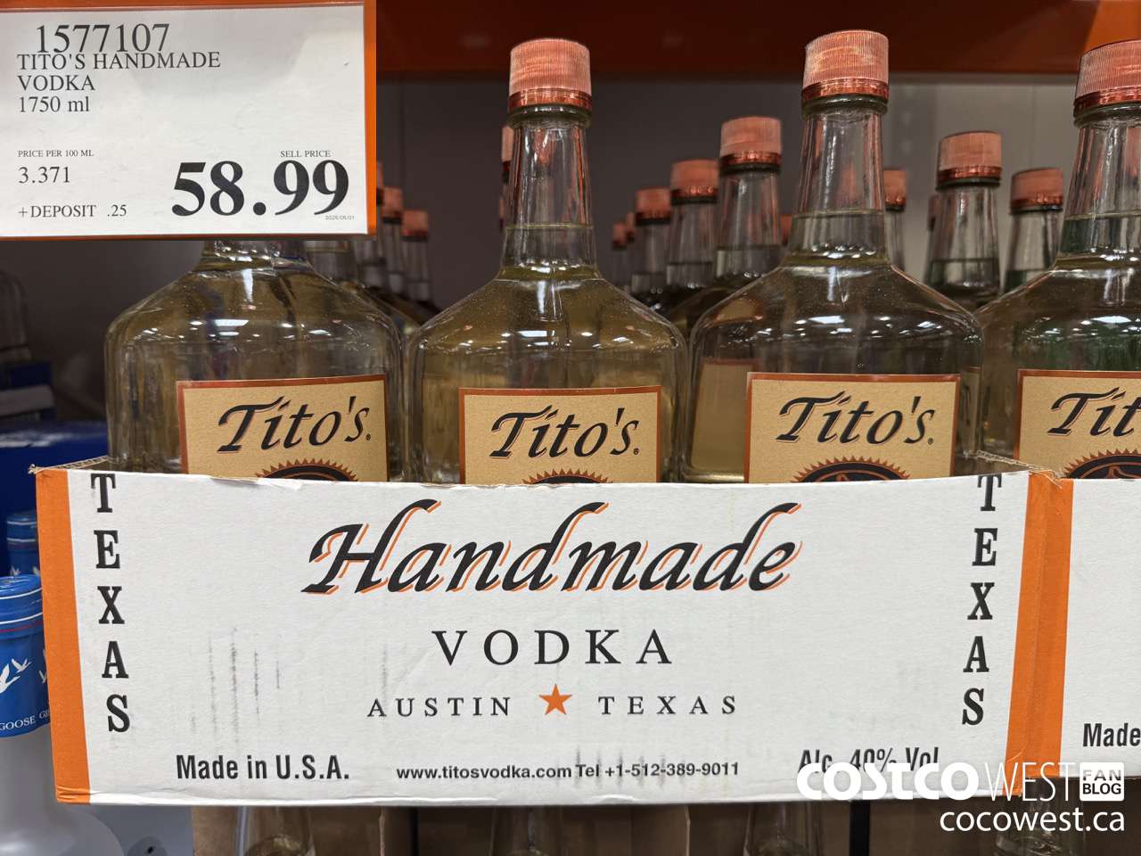 1577107 TITO'S HANDMADE VODKA 1750ML $58.99