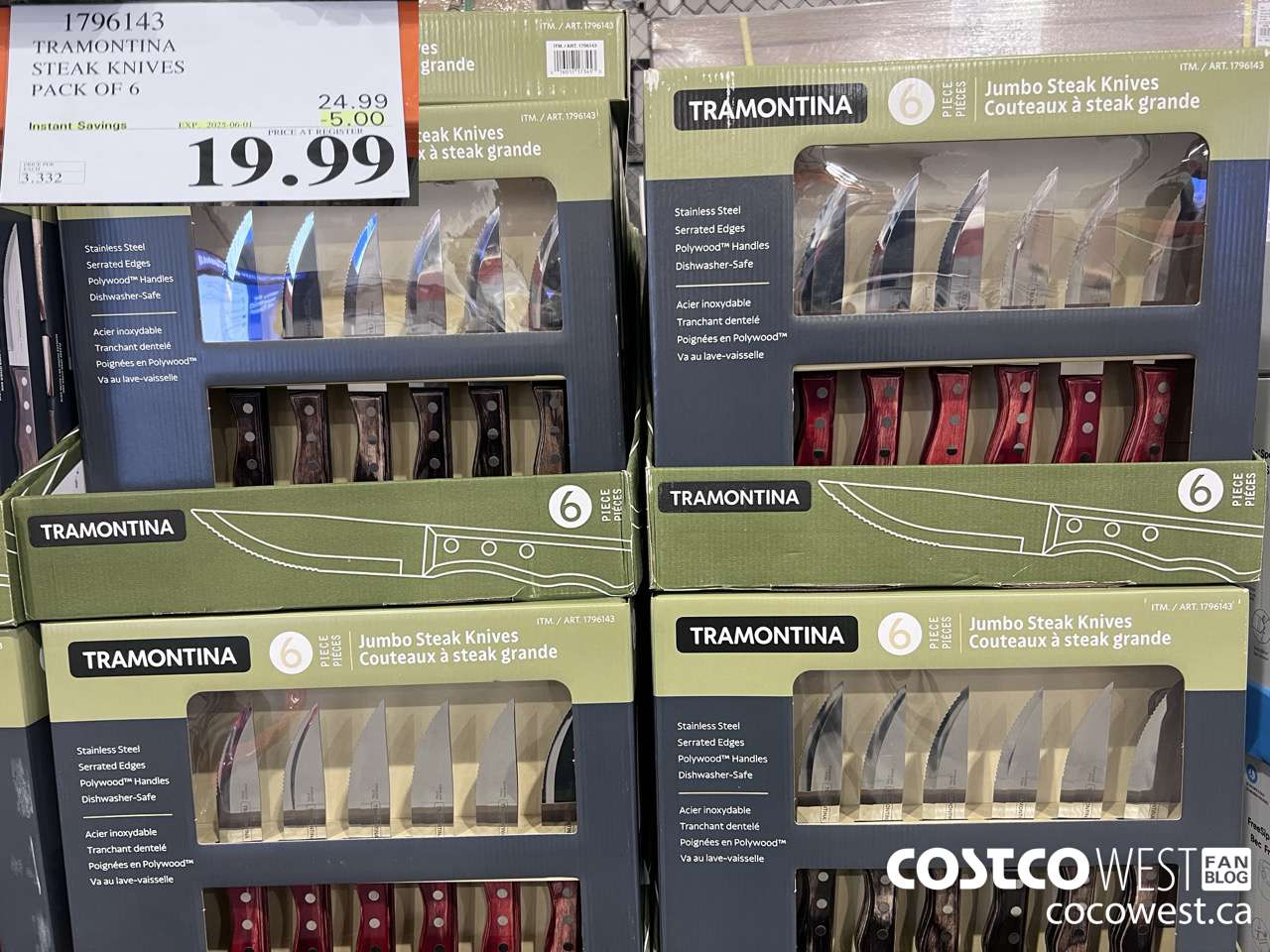 1796143 TRAMONTINA STEAK KNIVES PACK OF 6 (EXPIRES ON 2025-06-01) $5.00