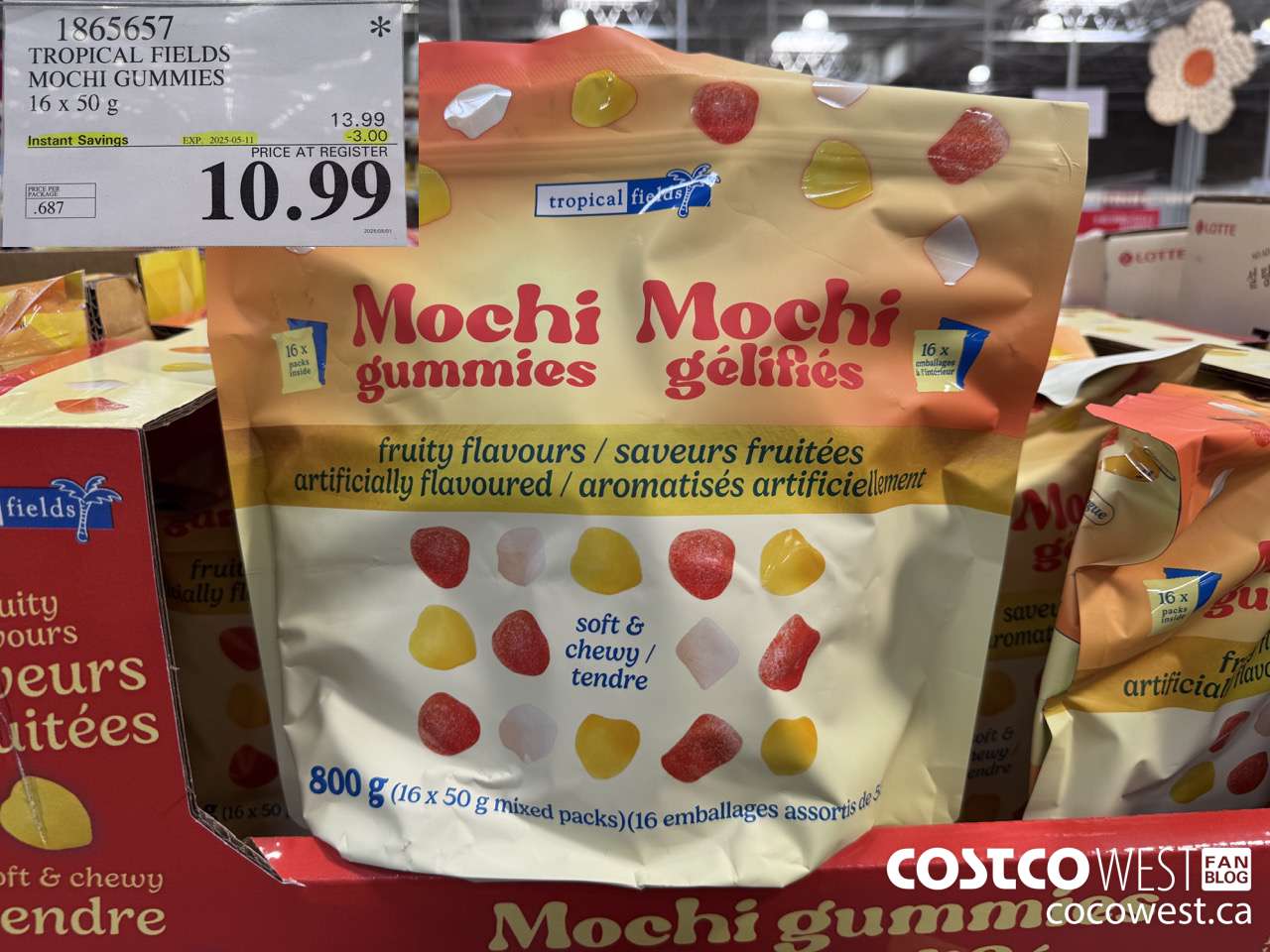1865657 TROPICAL FIELDS MOCHI GUMMIES 16 X 50G ($3.00 INSTANT SAVINGS EXPIRES ON 2025-05-11) $10.99