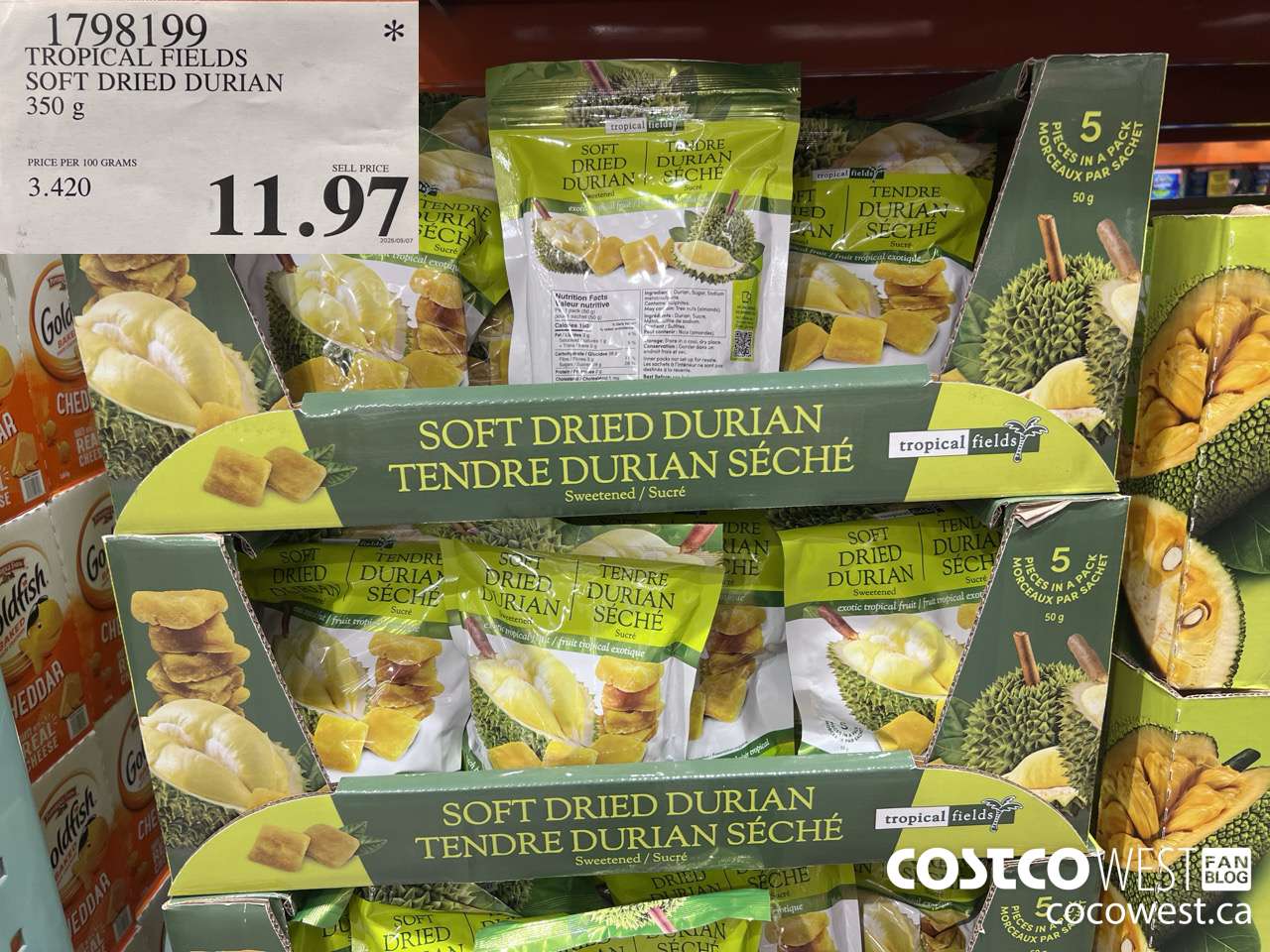1798199 TROPICAL FIELDS SOFT DRIED DURIAN 350G $11.97
