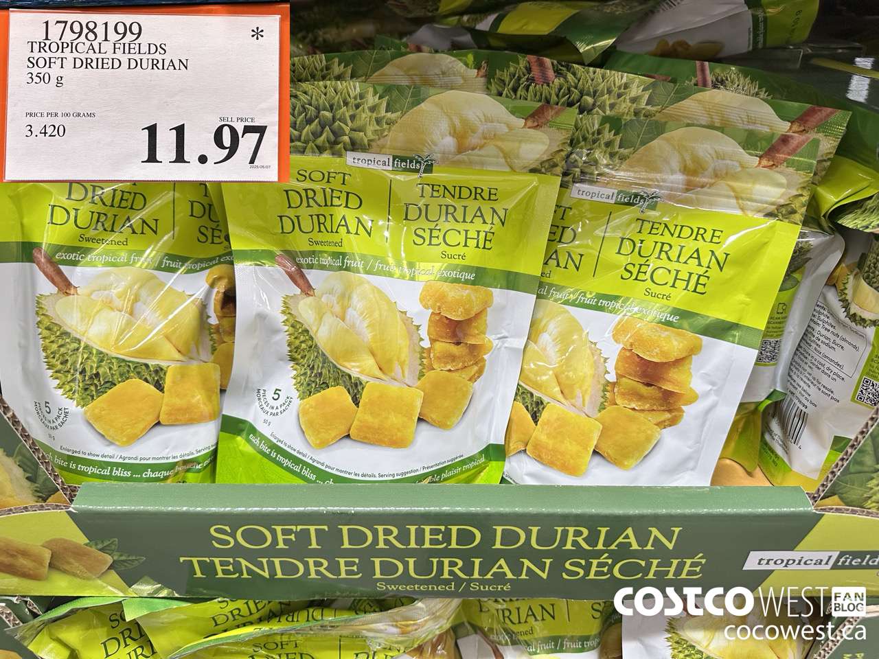 1798199 TROPICAL FIELDS SOFT DRIED DURIAN 350G $11.97