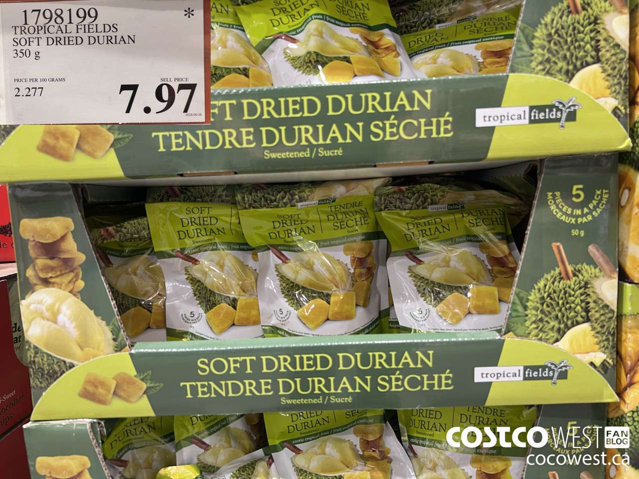 1798199 TROPICAL FIELDS SOFT DRIED DURIAN 350G $7.97