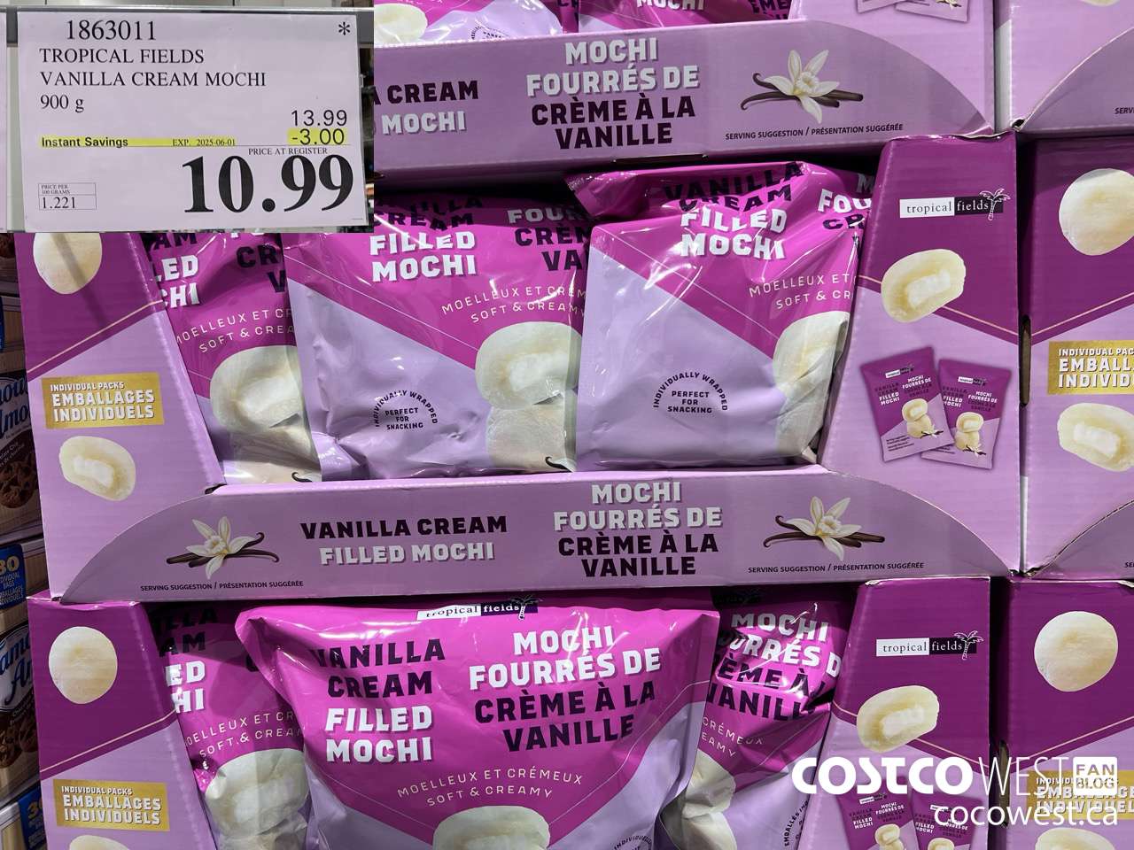 1863011 TROPICAL FIELDS VANILLA CREAM MOCHI 900G ($3.00 INSTANT SAVINGS EXPIRES ON 2025-06-01) $10.99