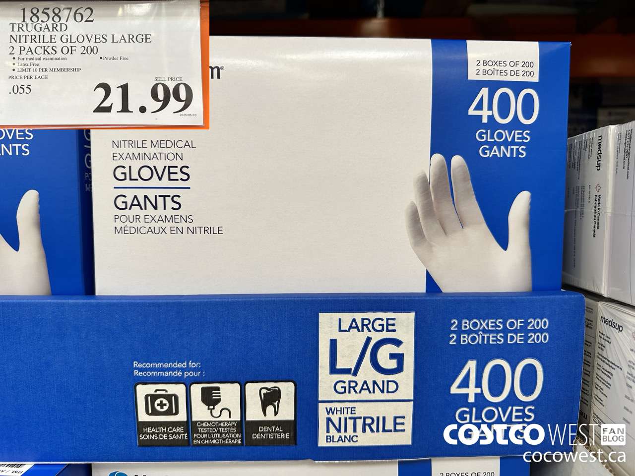 1858762 TRUGARD NITRILE GLOVES LARGE 2 PACKS OF 200 $21.99