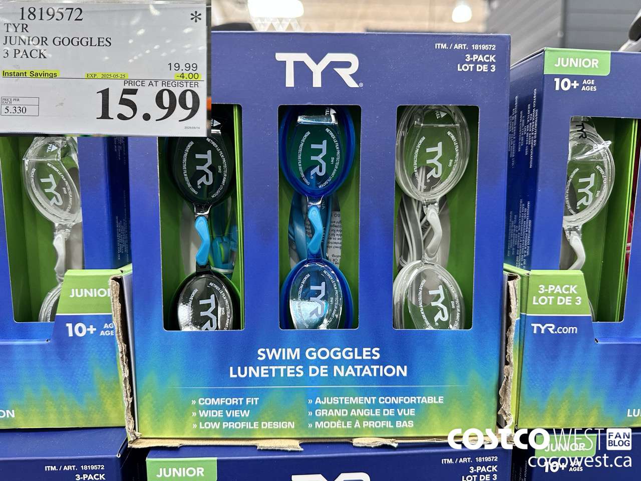 1819572 TYR JUNIOR GOGGLES 3 PACK ($4.00 INSTANT SAVINGS EXPIRES ON 2025-05-25) $15.99