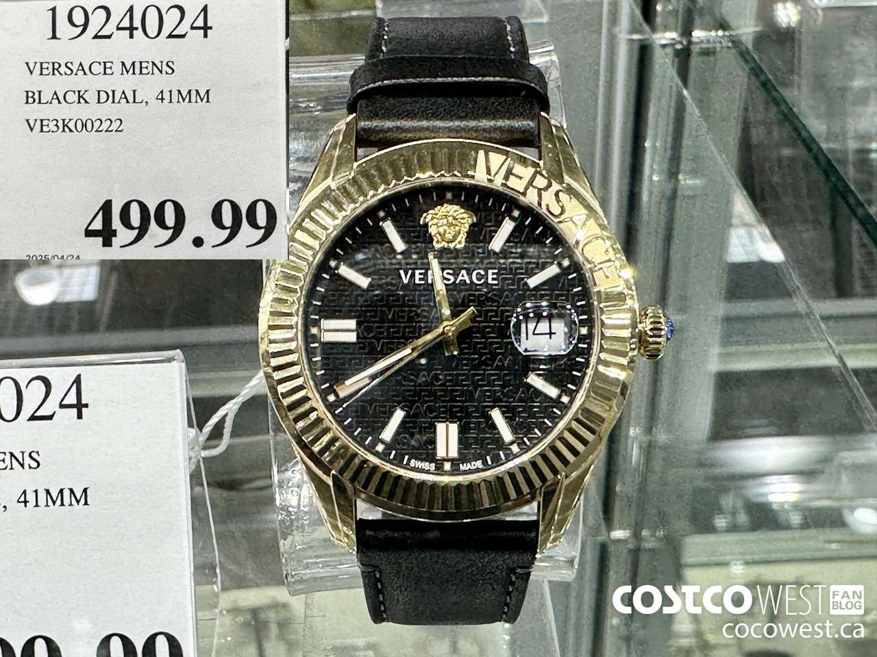 1924024 VERSACE MENS BLACK DIAL, 41MM VE3K00222 $499.99