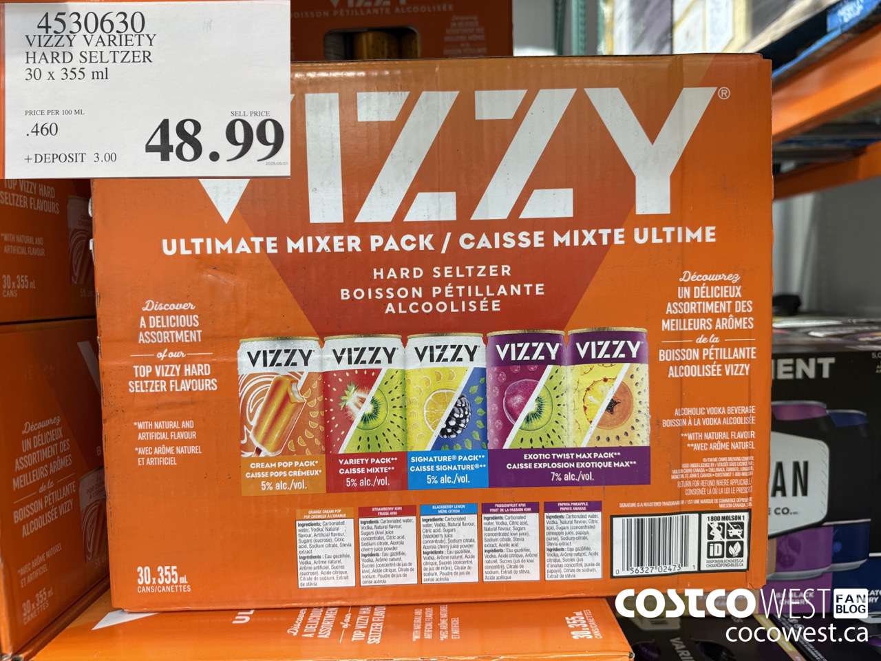 4530630 VIZZY VARIETY HARD SELTZER 30 X 355ML $48.99