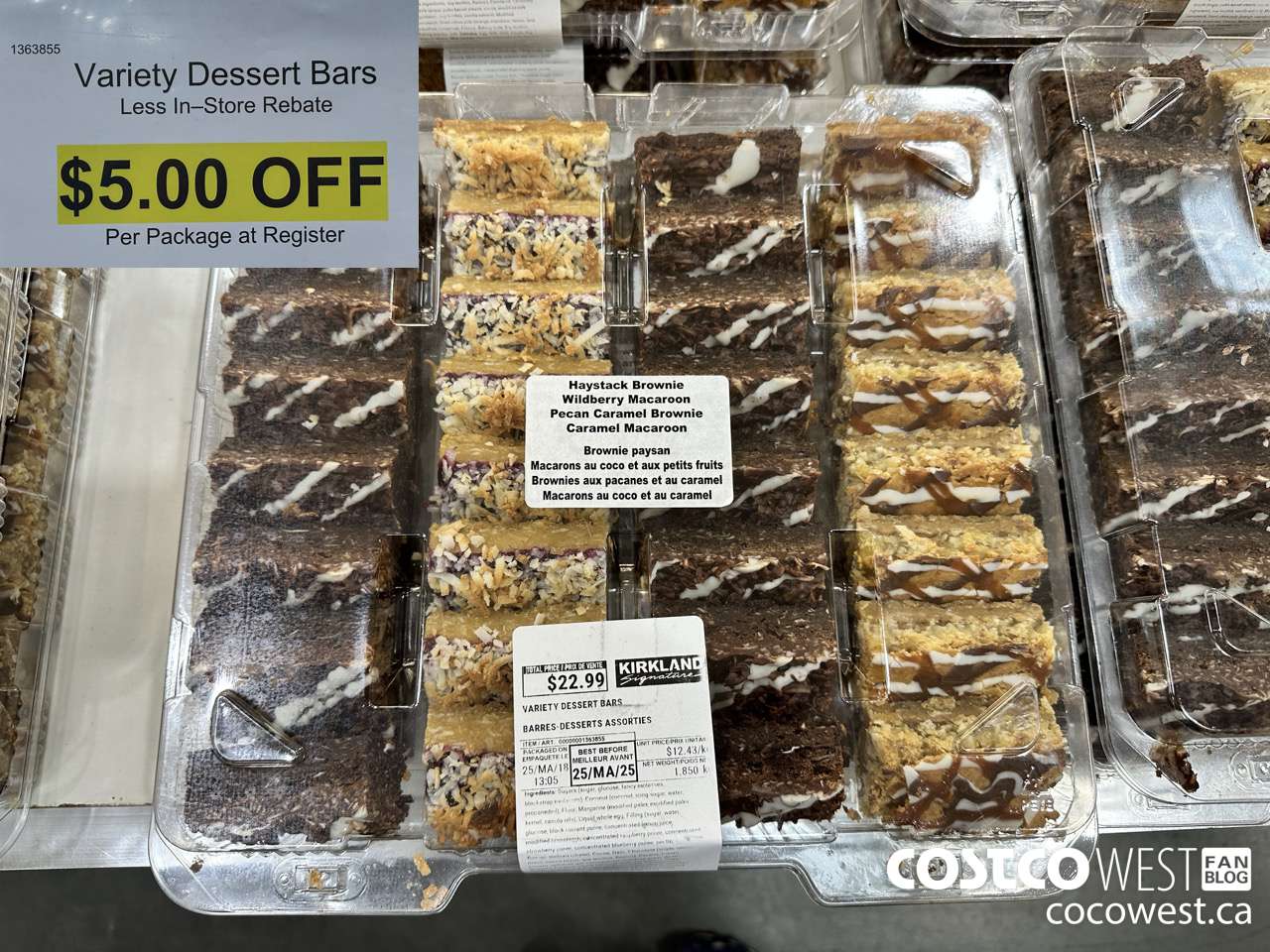 1363855 Variety Dessert Bars 1.850KG ($5.00 INSTANT SAVINGS)
