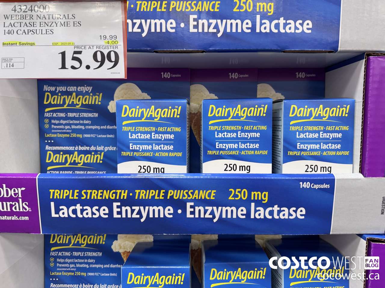 432400 WEBBER LACTASE EXTRA STRENGTH 120 CAPSULES ($4.00 INSTANT SAVINGS EXPIRES ON 2025-05-11) $15.99