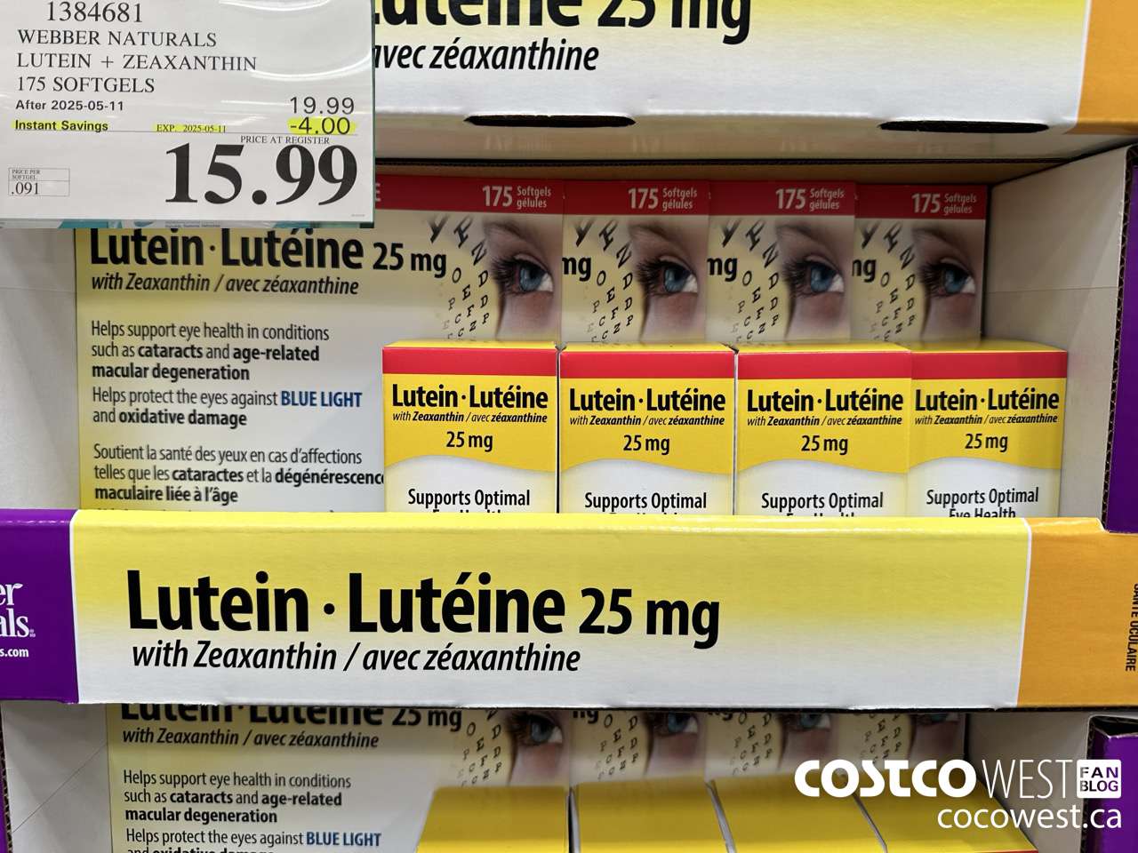 1384681 WEBBER LUTEIN 25 MG 175 SOFTGELS ($4.00 INSTANT SAVINGS EXPIRES ON 2025-05-11) $15.99