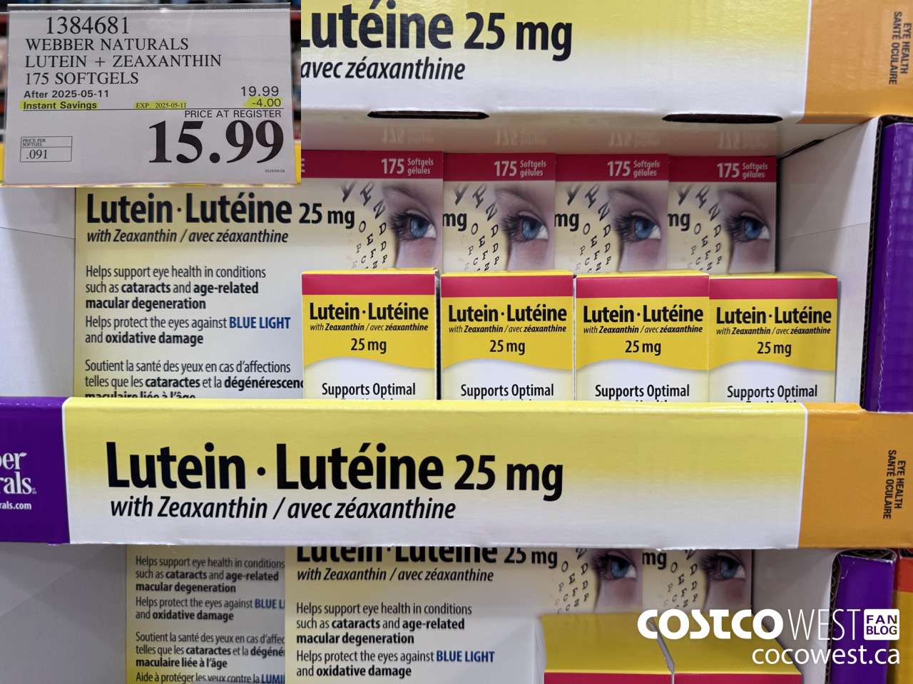 1384681 WEBBER LUTEIN 25 MG 175 SOFTGELS ($4.00 INSTANT SAVINGS EXPIRES ON 2025-05-11) $15.99