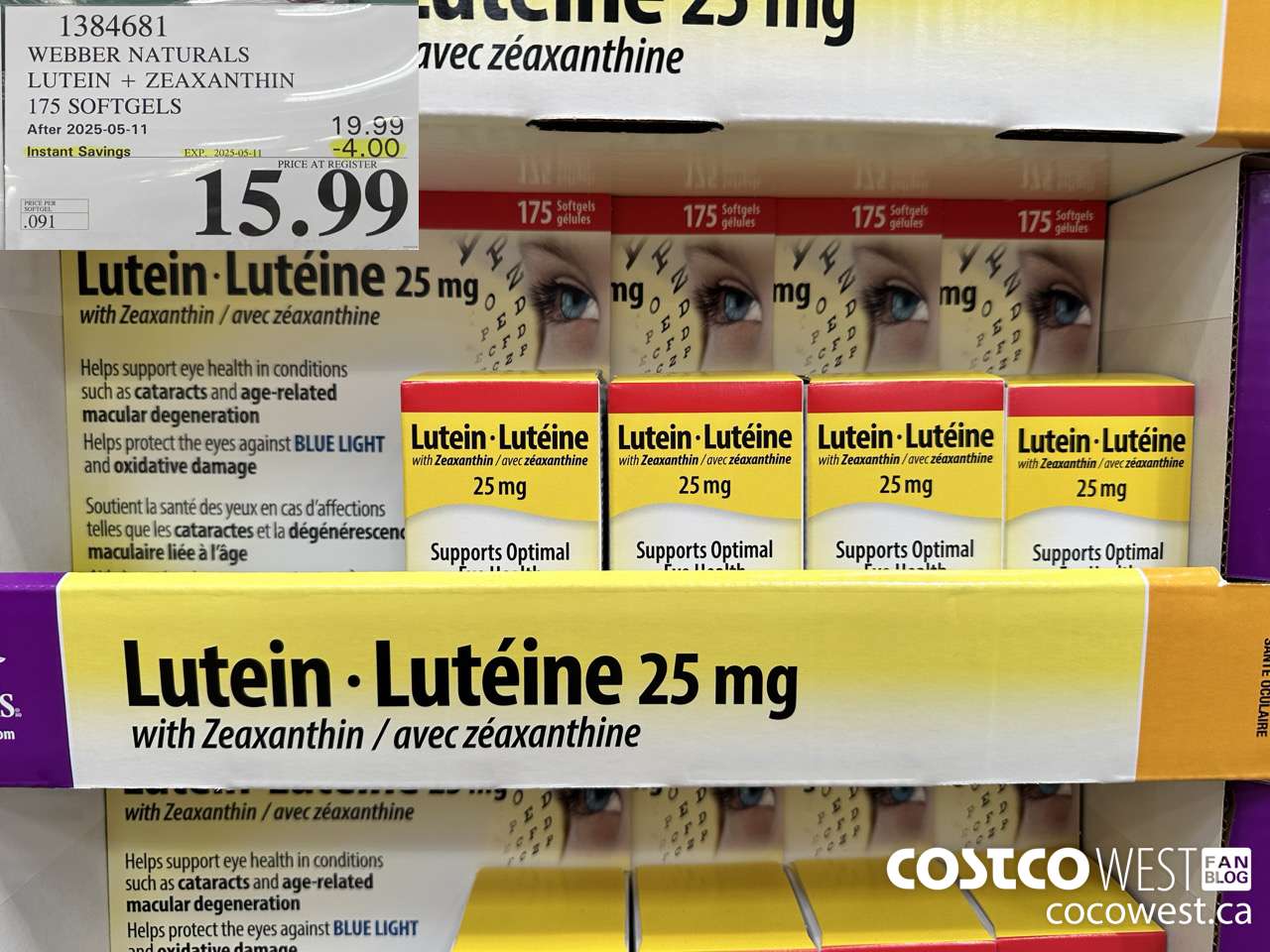 1384681 WEBBER LUTEIN 25 MG 175 SOFTGELS ($4.00 INSTANT SAVINGS EXPIRES ON 2025-05-11) $15.99