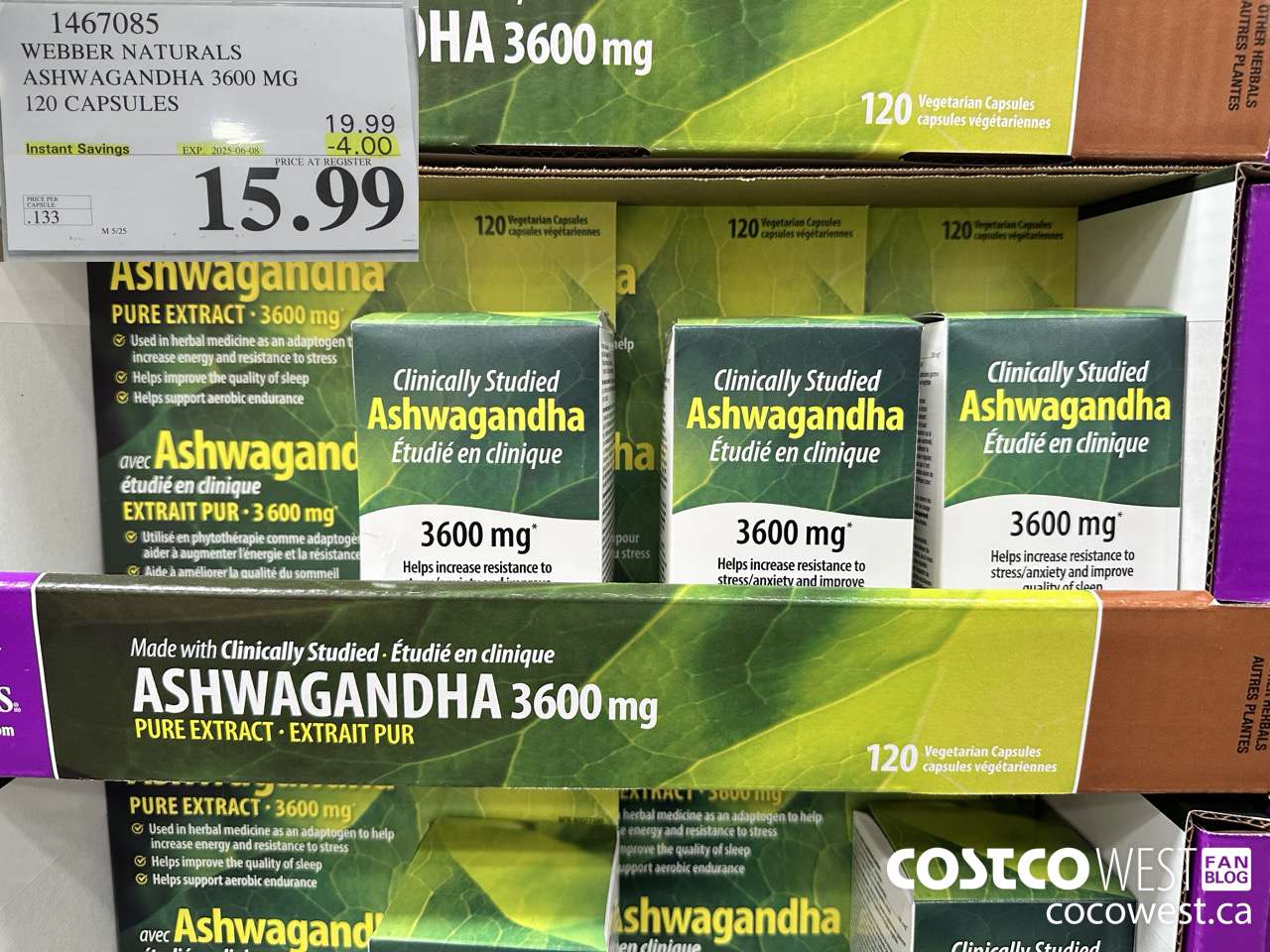 1467085 WEBBER NATURALS ASHWAGANDHA 3600MG 120 VEGETARIAN CAPSULES ($4.00 INSTANT SAVINGS EXPIRES ON 2025-06-08) $15.99