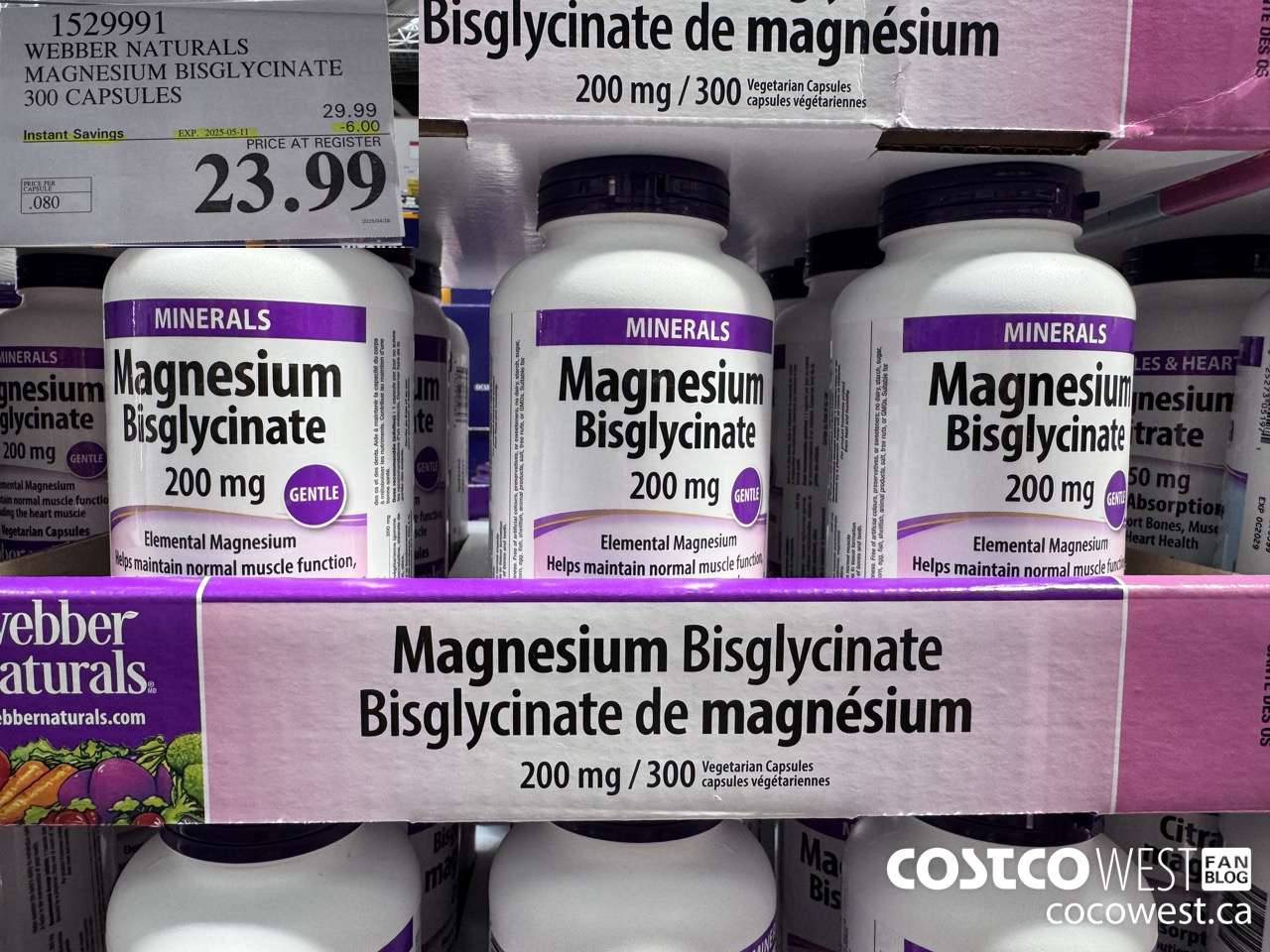 1529991 WEBBER NATURALS MAGNESIUM BISGLYCINATE 200MG 300 CAPSULES ($6.00 INSTANT SAVINGS EXPIRES ON 2025-05-11) $23.99