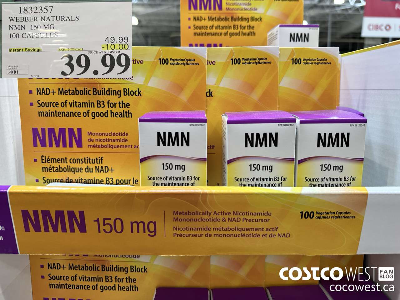 1832357 WEBBER NATURALS NMN 150MG 100 CAPSULES ($10.00 INSTANT SAVINGS EXPIRES ON 2025-05-11) $39.99