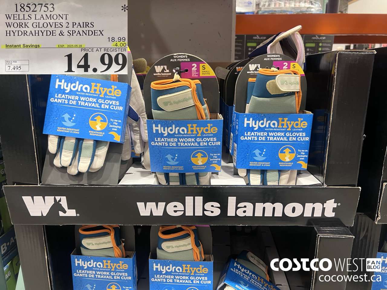 1852753 WELLS LAMONT WORK GLOVES 2 PAIRS HYDRAHYDE & SPANDEX ($4.00 INSTANT SAVINGS EXPIRES ON 2025-05-18) $14.99