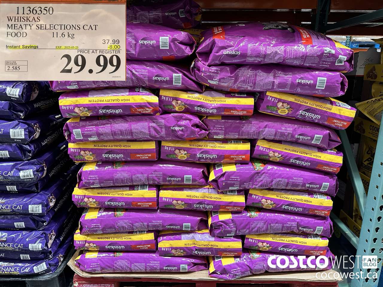 1136350 WHISKAS MEATY SELECTIONS CAT FOOD 11.6 kg ($8.00 INSTANT SAVINGS EXPIRES ON 2025-05-25) $29.99