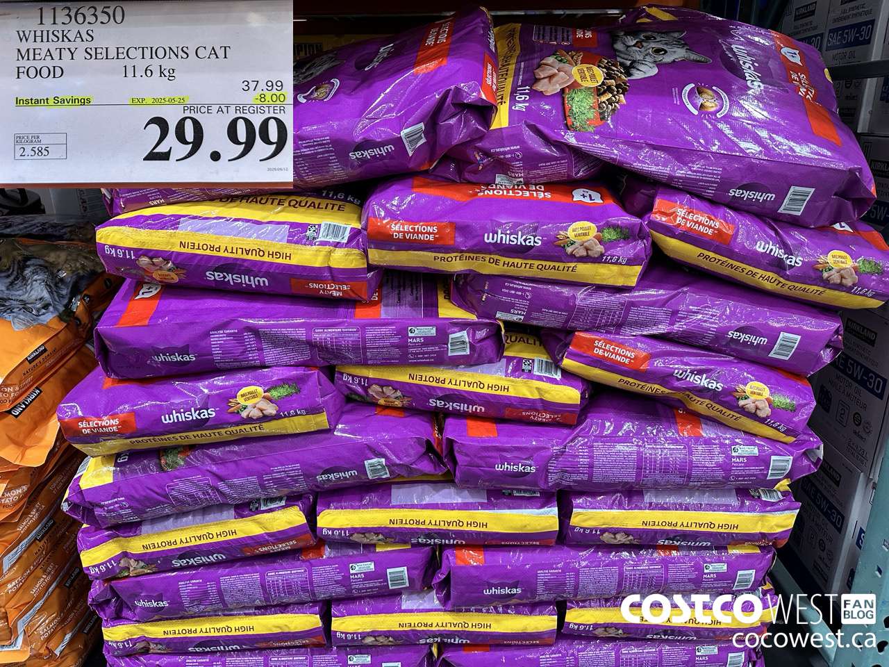 1136350 WHISKAS MEATY SELECTIONS CAT FOOD 11.6 kg ($8.00 INSTANT SAVINGS EXPIRES ON 2025-05-25) $29.99