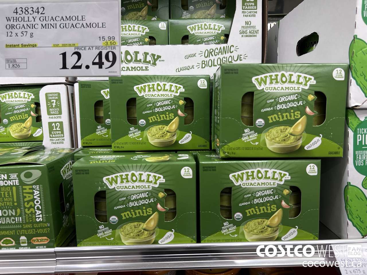 438342 WHOLLY GUACAMOLE ORGANIC MINI GUACAMOLE 12 x 57 g ($3.50 INSTANT SAVINGS EXPIRES ON 2025-06-08) $12.49