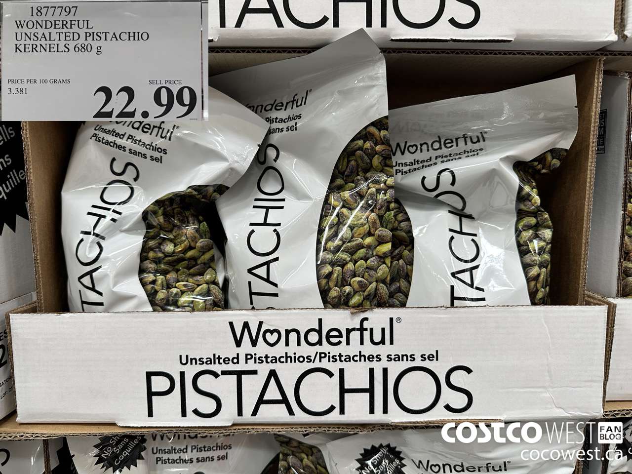 1877797 WONDERFUL UNSALTED PISTACHIO KERNELS 680G $22.99