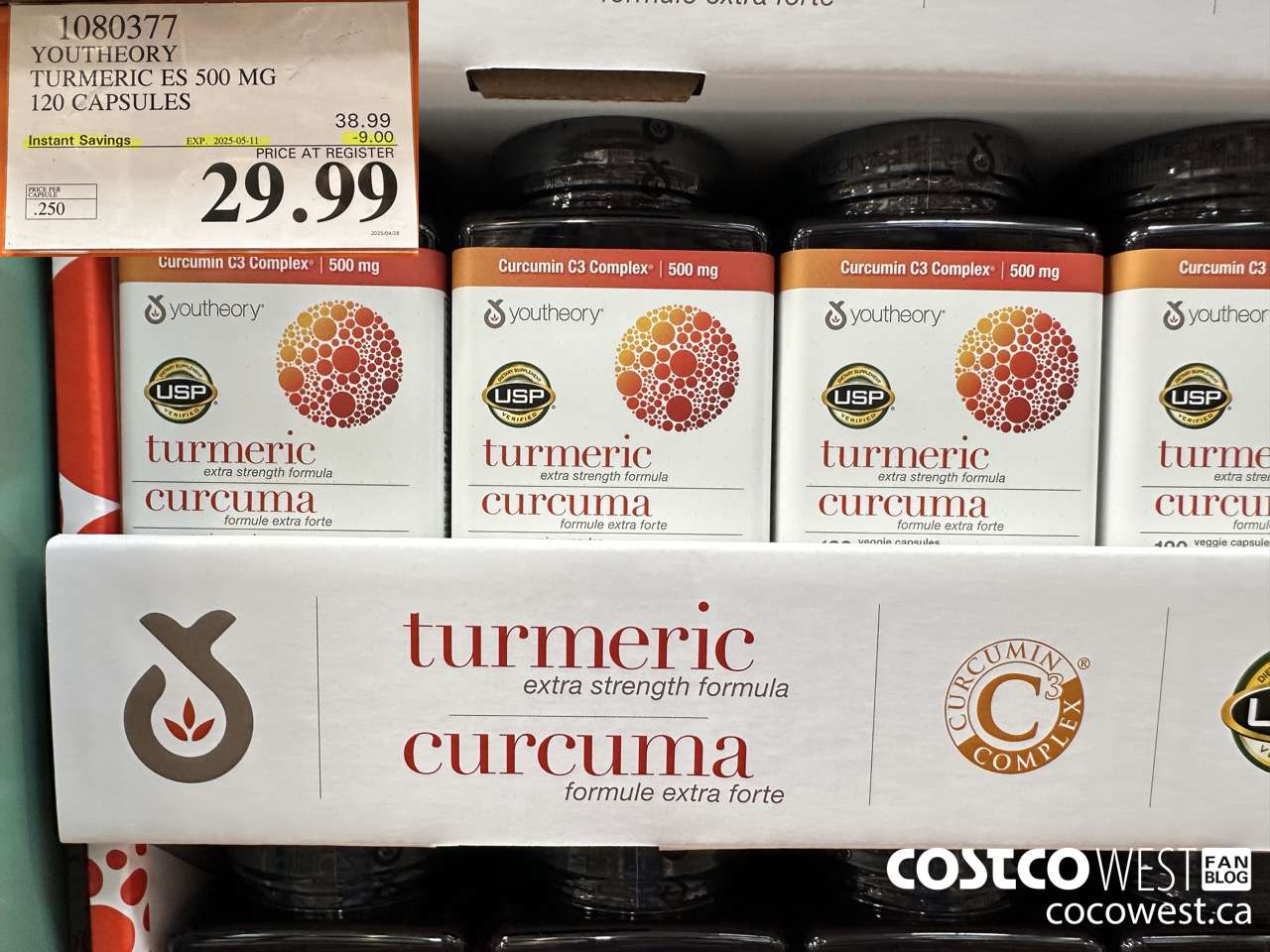 1080377 YOUTHEORY TURMERIC ES 120 VEGGIE CAPSULES ($9.00 INSTANT SAVINGS EXPIRES ON 2025-05-11) $29.99