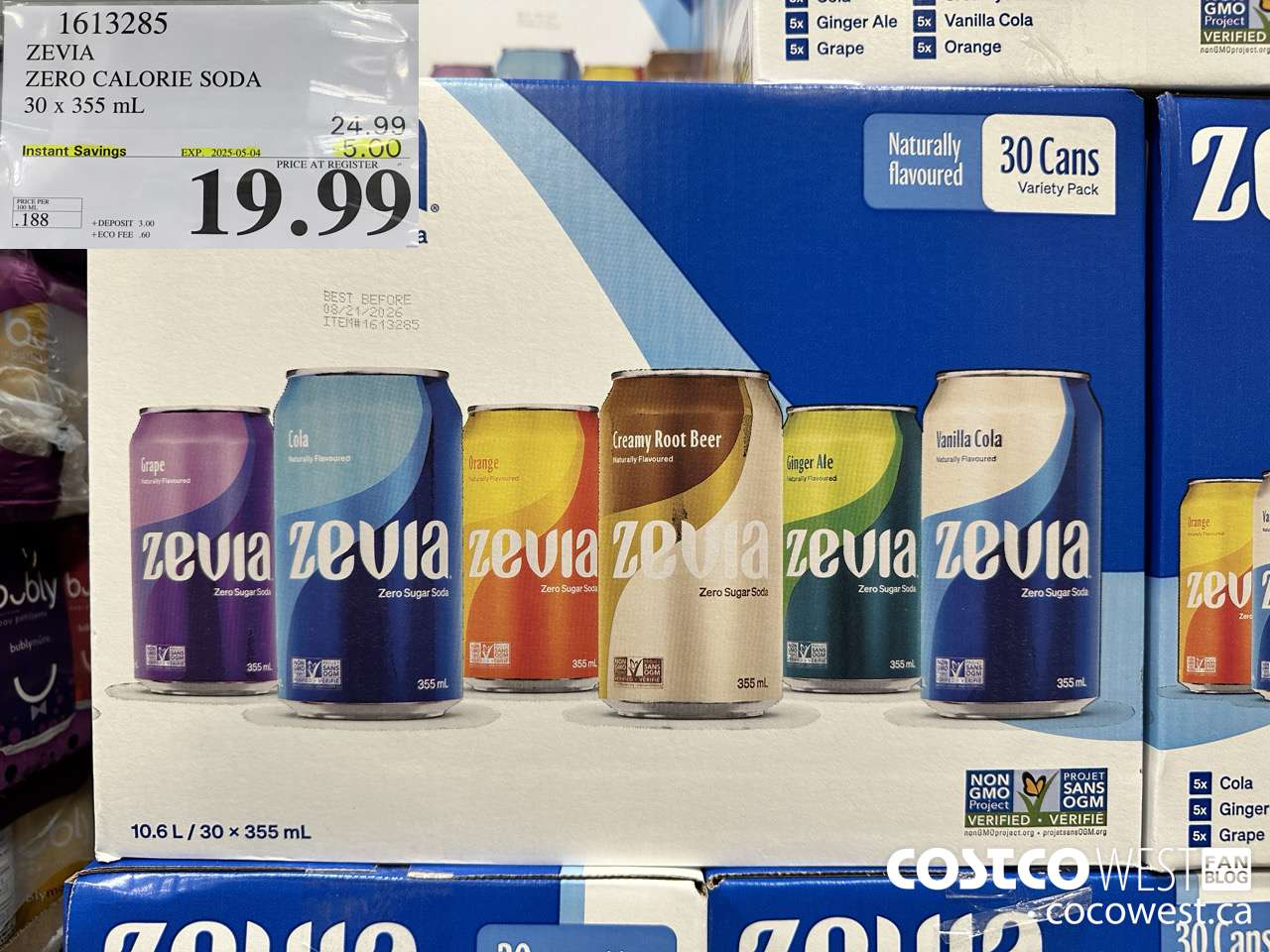 1613285 ZEVIA ZERO CALORIE SODA 30 X 355ML ($5.00 INSTANT SAVINGS EXPIRES ON 2025-05-04) $19.99