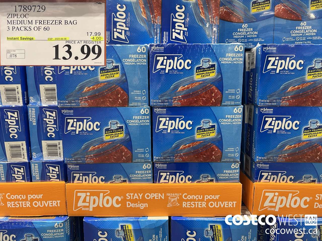 1789729 ZIPLOC MEDIUM FREEZER BAG 3 x 60 ($4.00 INSTANT SAVINGS EXPIRES ON 2025-06-08) $13.99