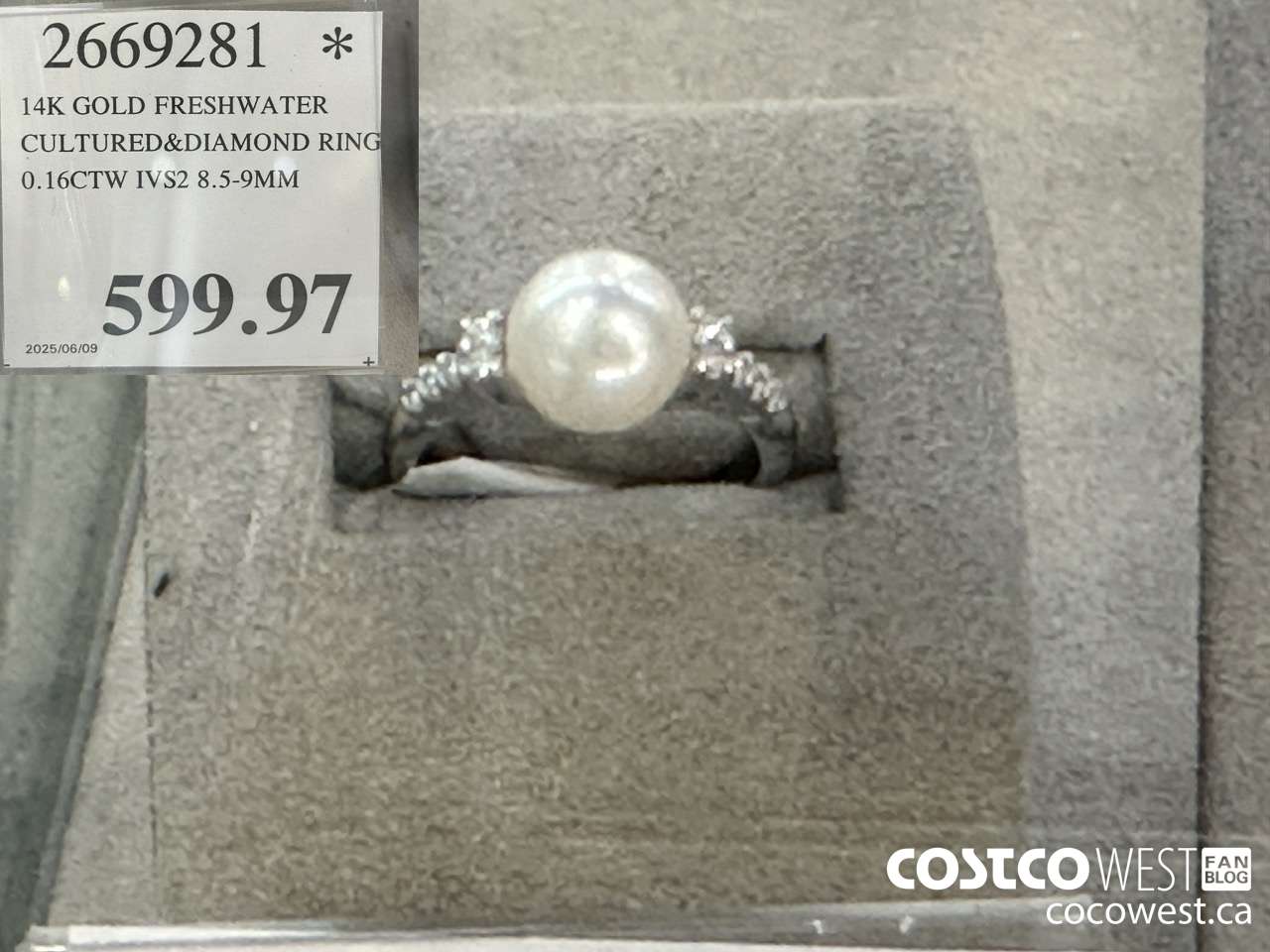 2669281 14KT GOLD FRESHWATER CULTURED&DIAMOND RING 0.16CTW IVS2 8.5-9MM $599.97