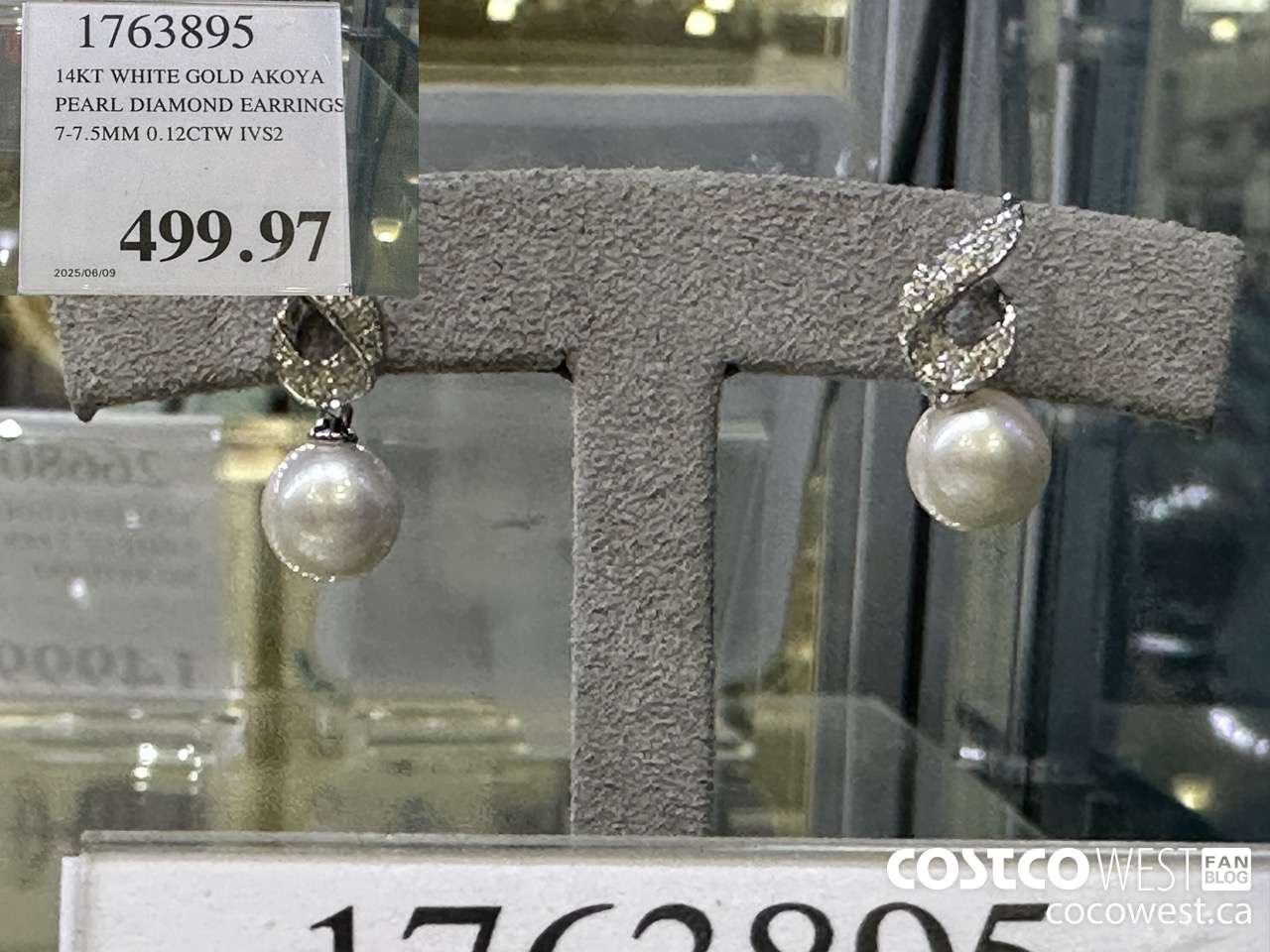 1763895 14KT WHITE GOLD AKOYA PEARL DIAMOND EARRING 7-7.5MM 0.12CTW IVS2 $499.97