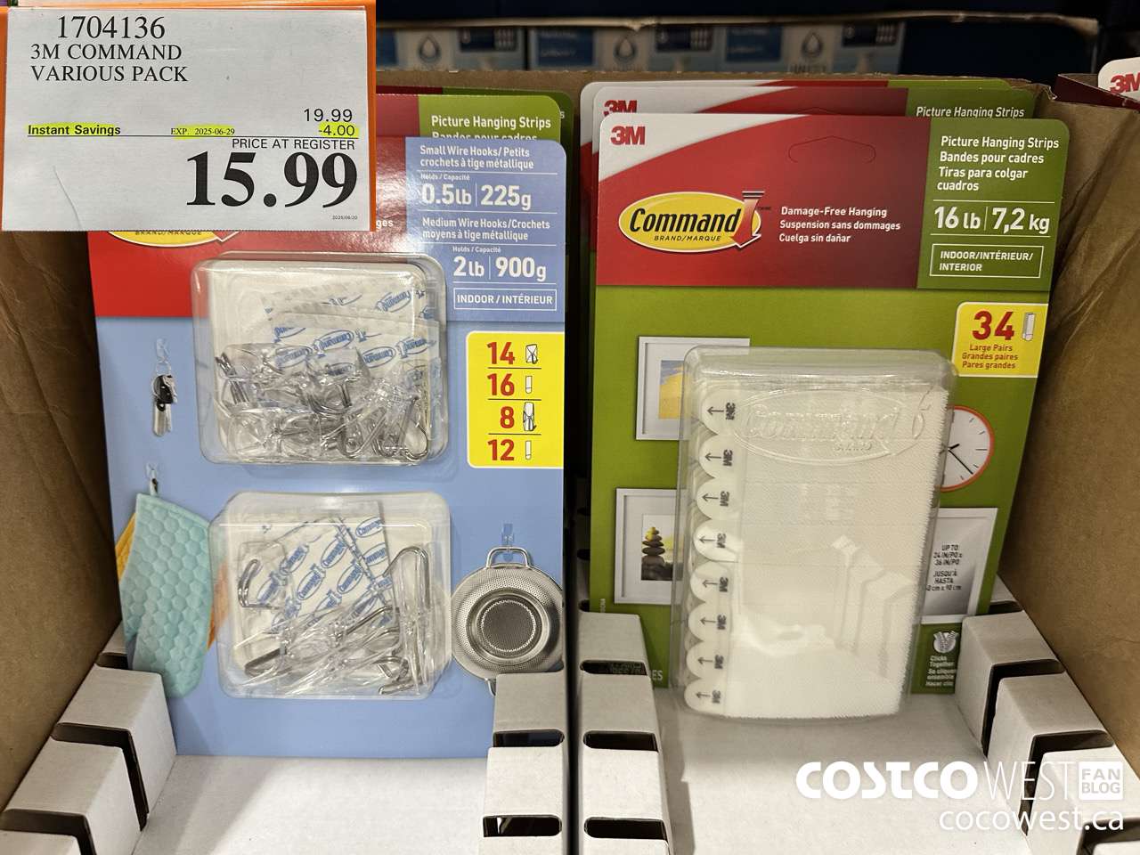 1704136 3M COMMAND VARIOUS PACK ($4.00 INSTANT SAVINGS EXPIRES ON 2025-06-29) $15.99