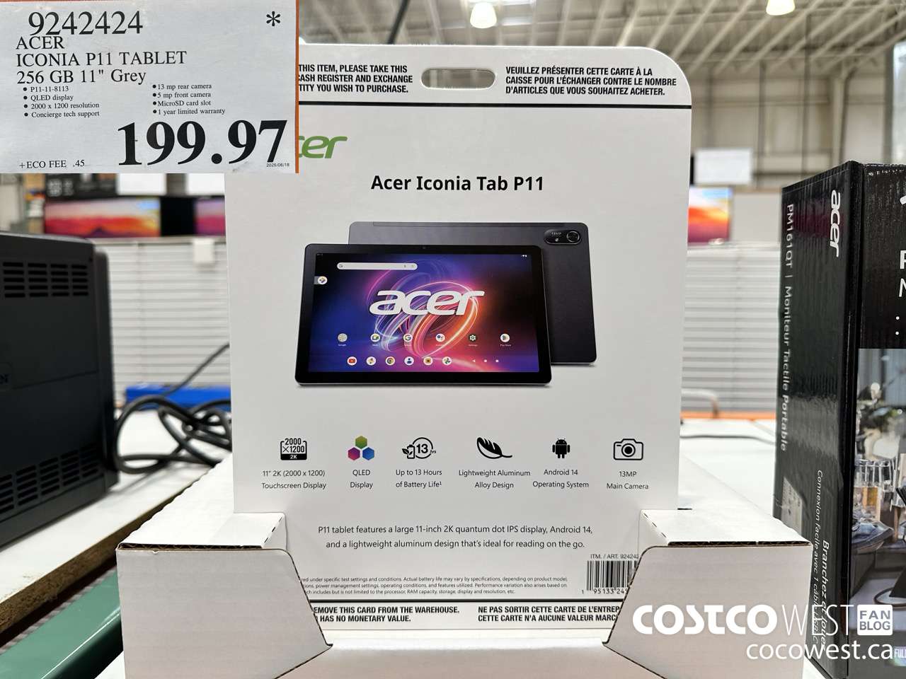 9242424 ACER ICONA 11IN TABLET 256GB GREY $199.97