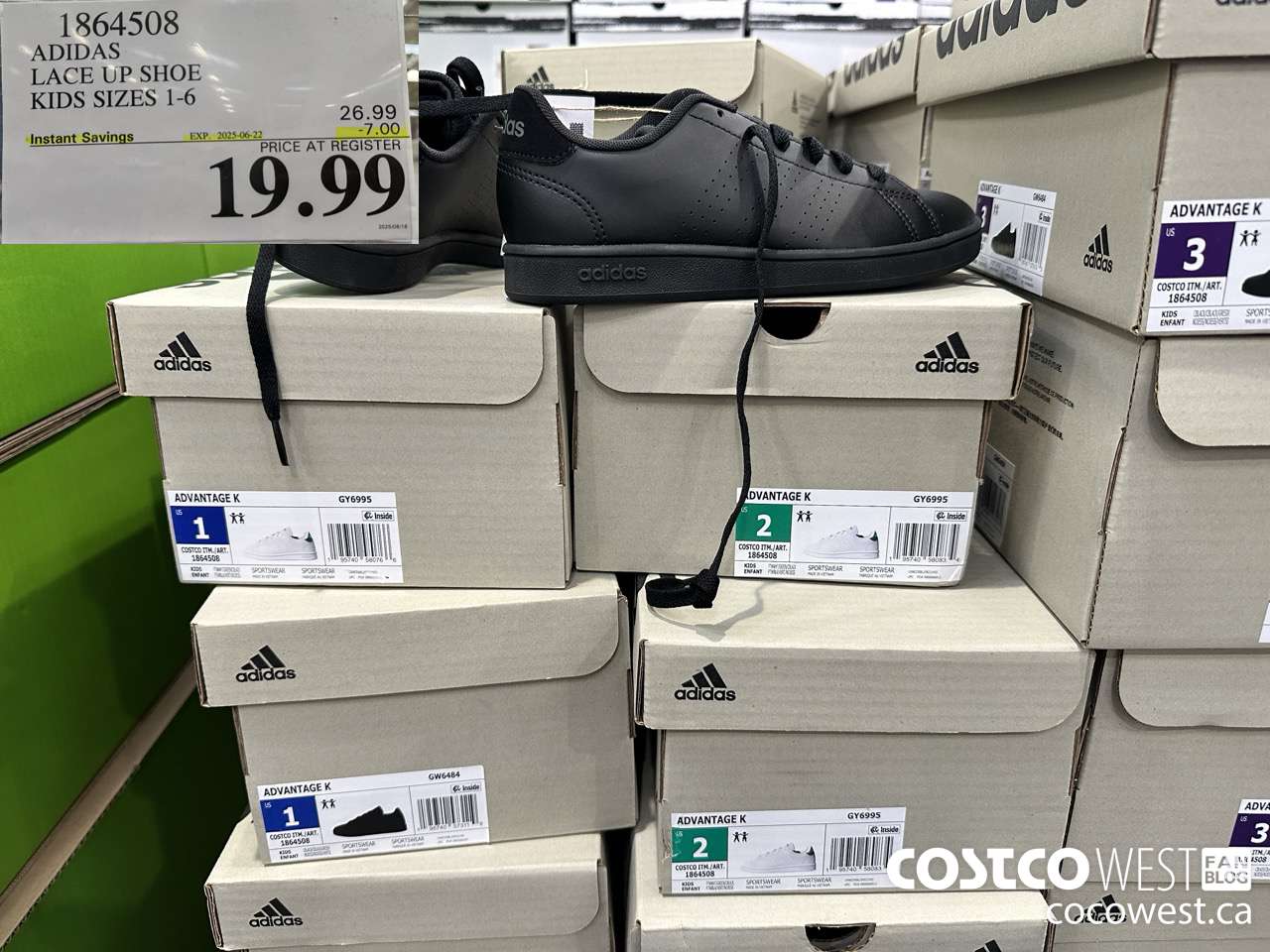 1864508 ADIDAS LACE UP SHOE KIDS SIZES 1-6 ($7.00 INSTANT SAVINGS EXPIRES ON 2025-06-22) $19.99