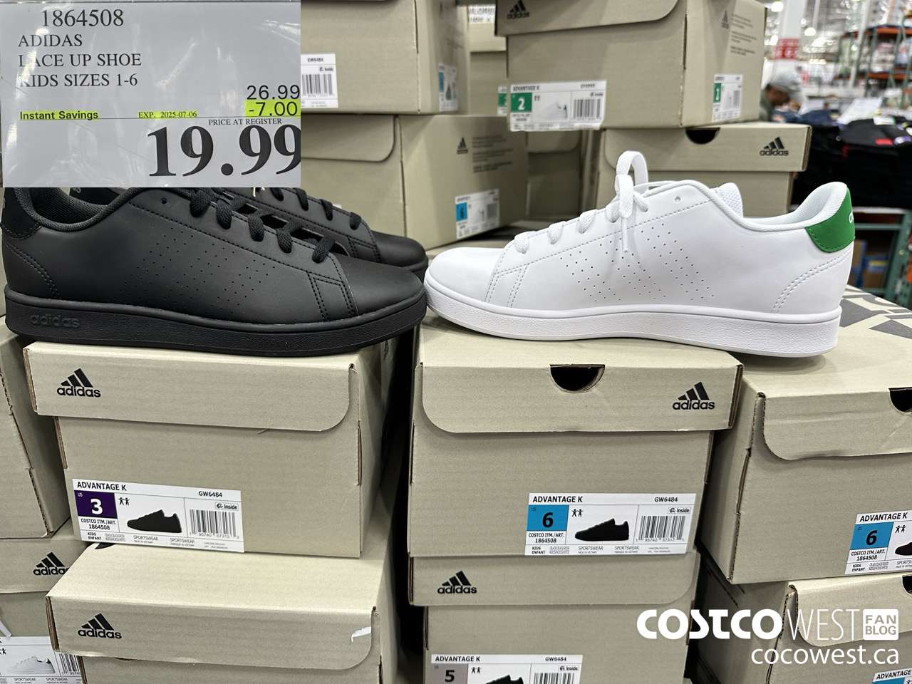 1864508 ADIDAS LACE UP SHOE KIDS SIZES 1-6 ($7.00 INSTANT SAVINGS EXPIRES ON 2025-07-06) $19.99