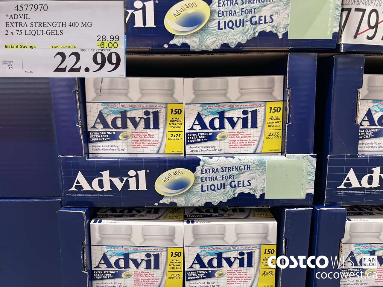 4577970 ADVIL EXTRA STRENGTH 400MG 2 X 75 LIQUI-GELS ($6.00 INSTANT SAVINGS EXPIRES ON 2025-07-06) $22.99