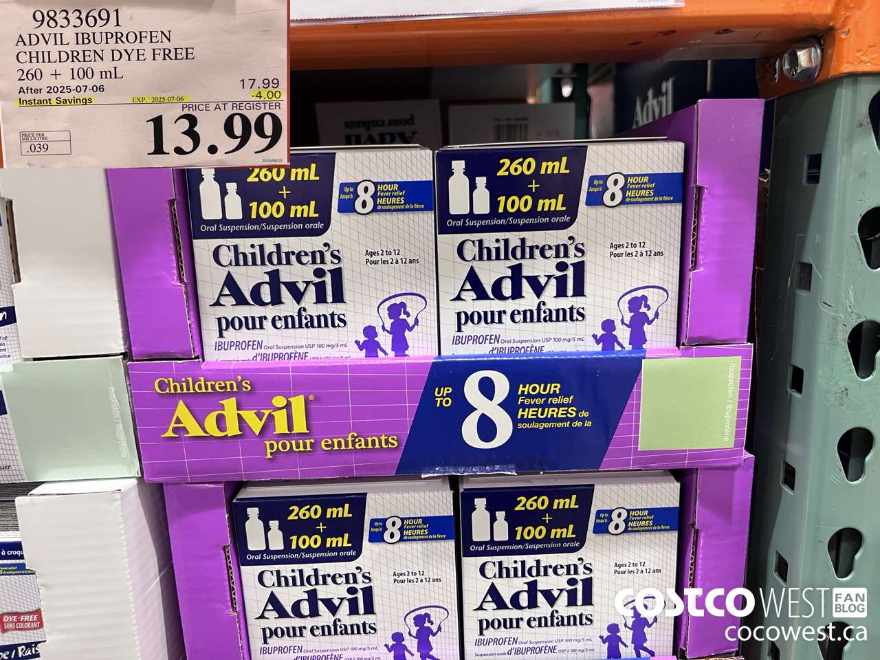 983369 ADVIL IBUPROFEN 260ml + 100ml ($4.00 INSTANT SAVINGS EXPIRES ON 2025-07-06) $13.99