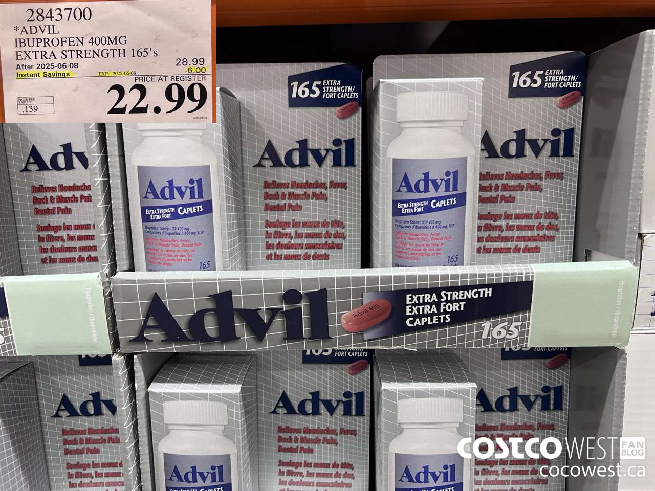 2843700 ADVIL IBUPROFEN 400MG EXTRA STRENGTH 165'S ($6.00 INSTANT SAVINGS EXPIRES ON 2025-06-08) $22.99